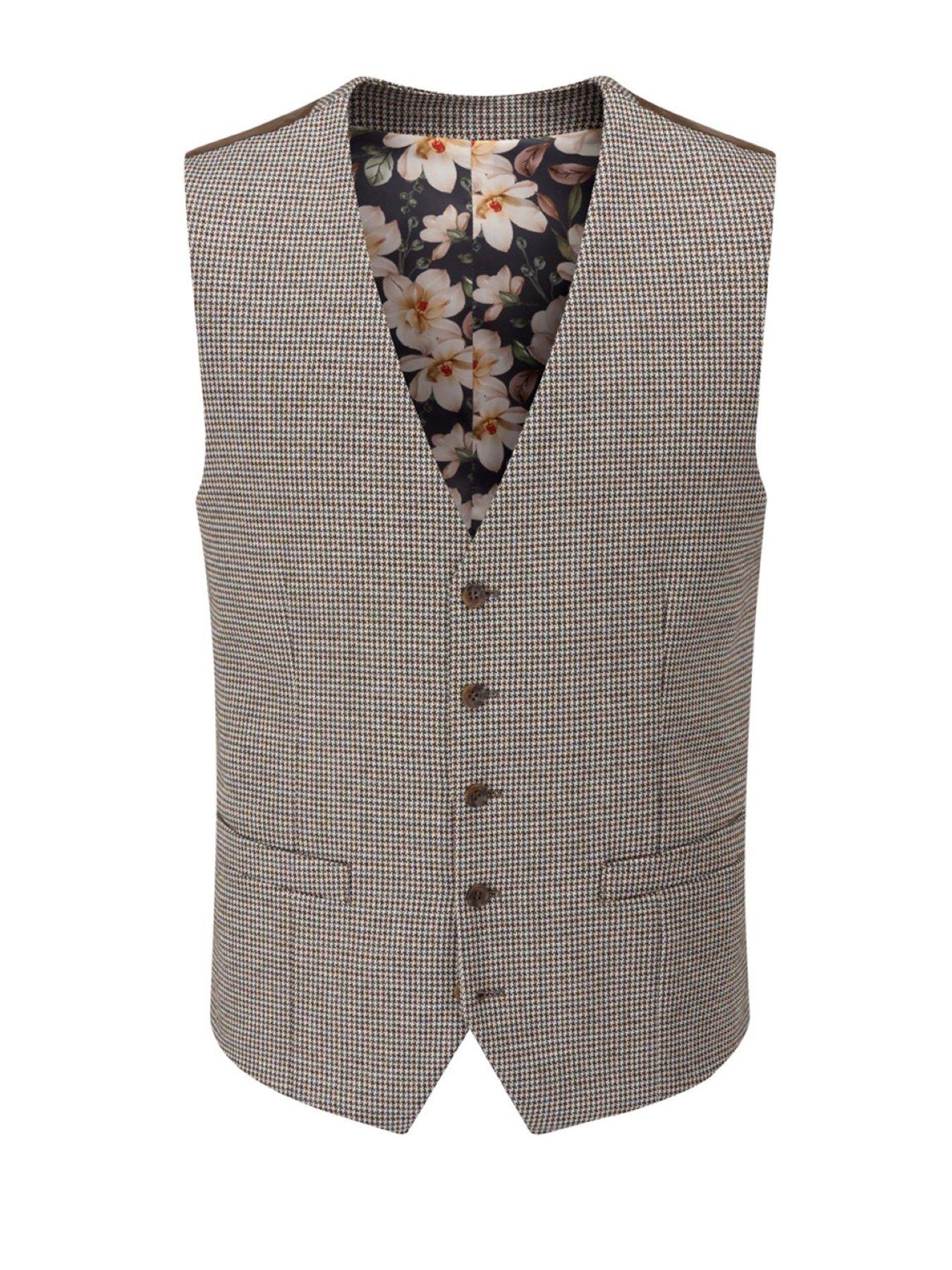  image of skopes-cannon-houndstooth-waistcoat-brown