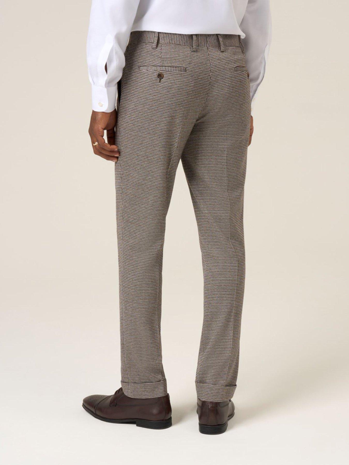  image of skopes-tapered-cannon-houndstooth-suit-trousers-brown