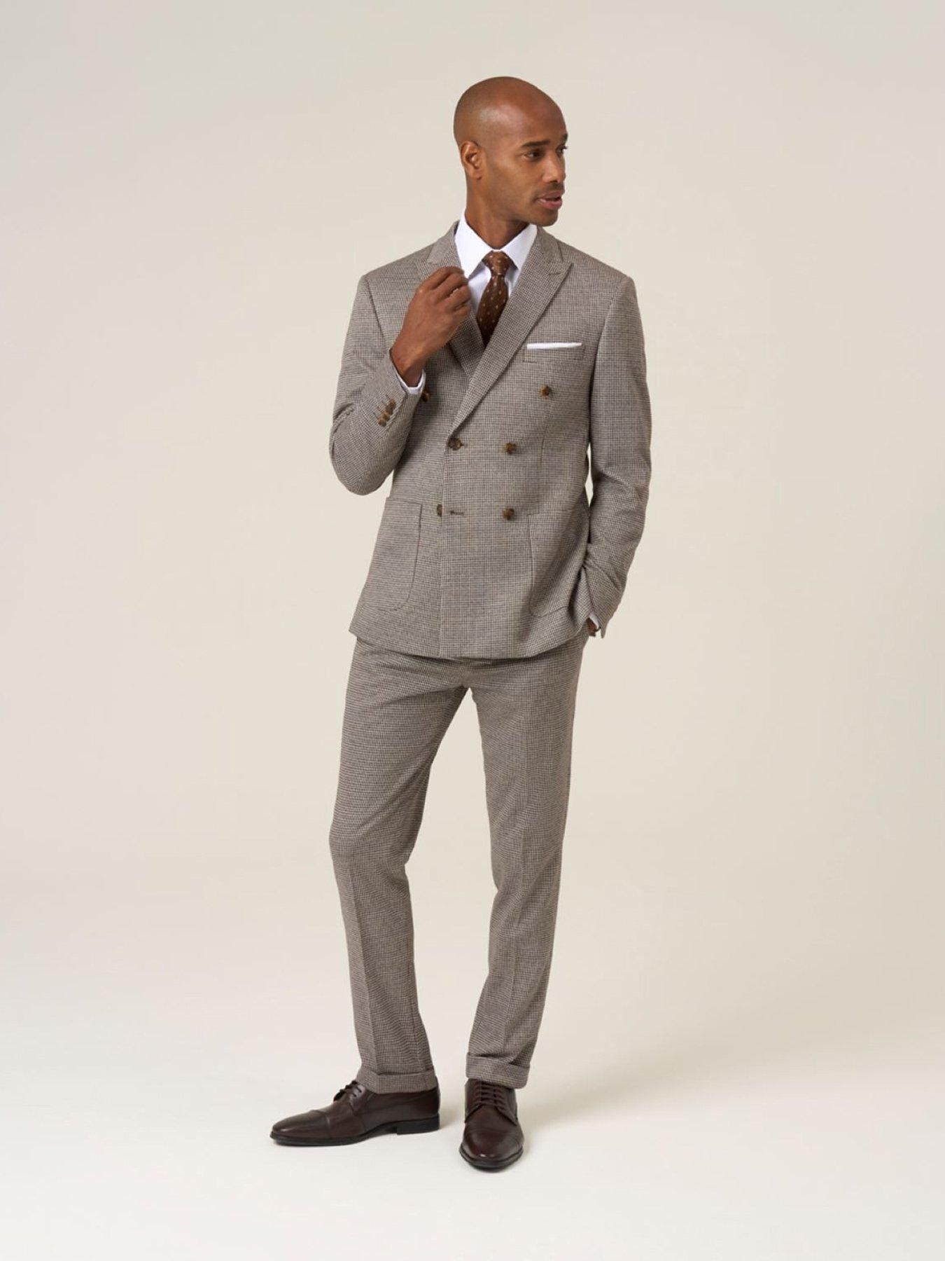 image of skopes-tapered-cannon-houndstooth-suit-trousers-brown