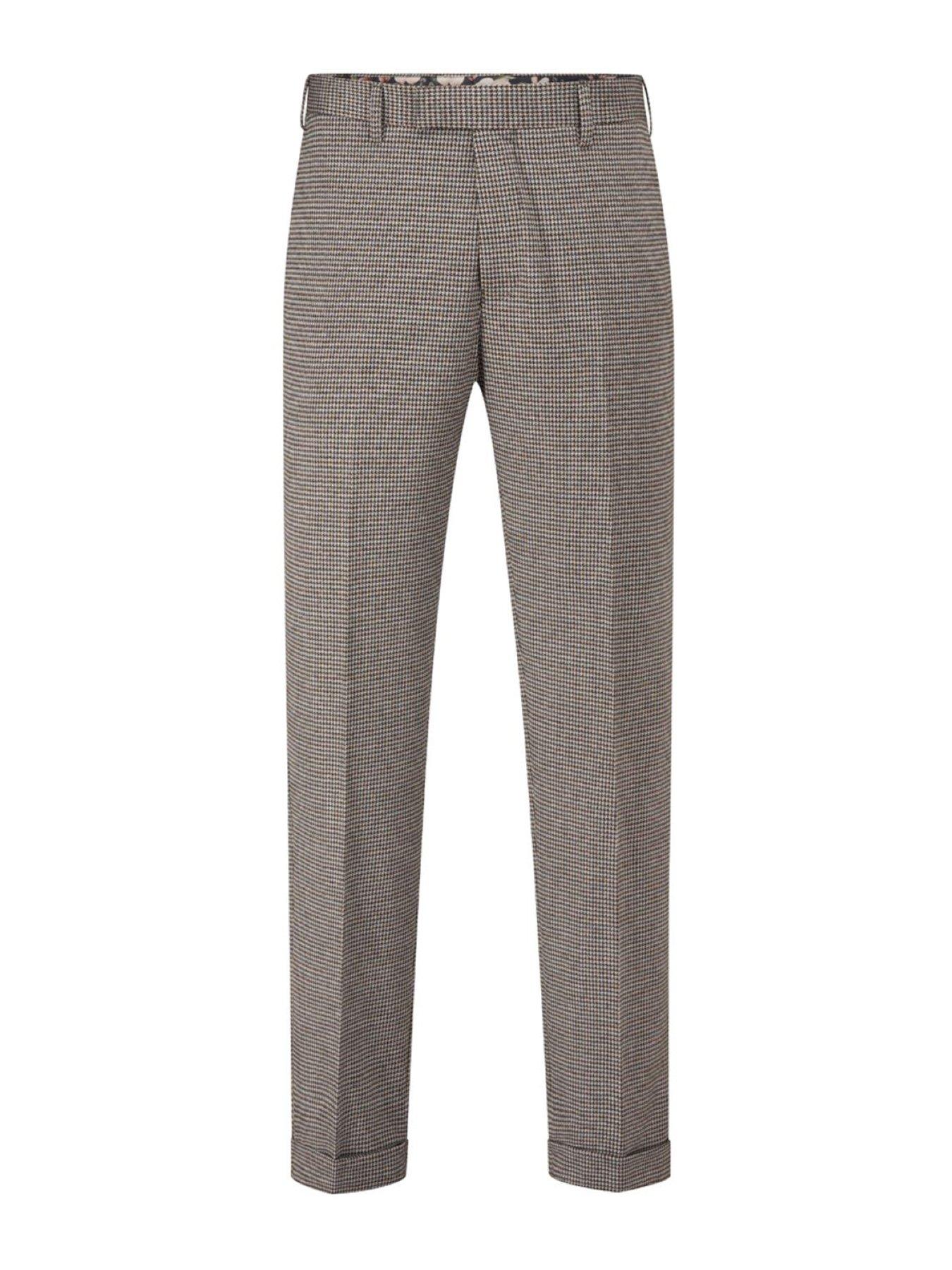  image of skopes-tapered-cannon-houndstooth-suit-trousers-brown