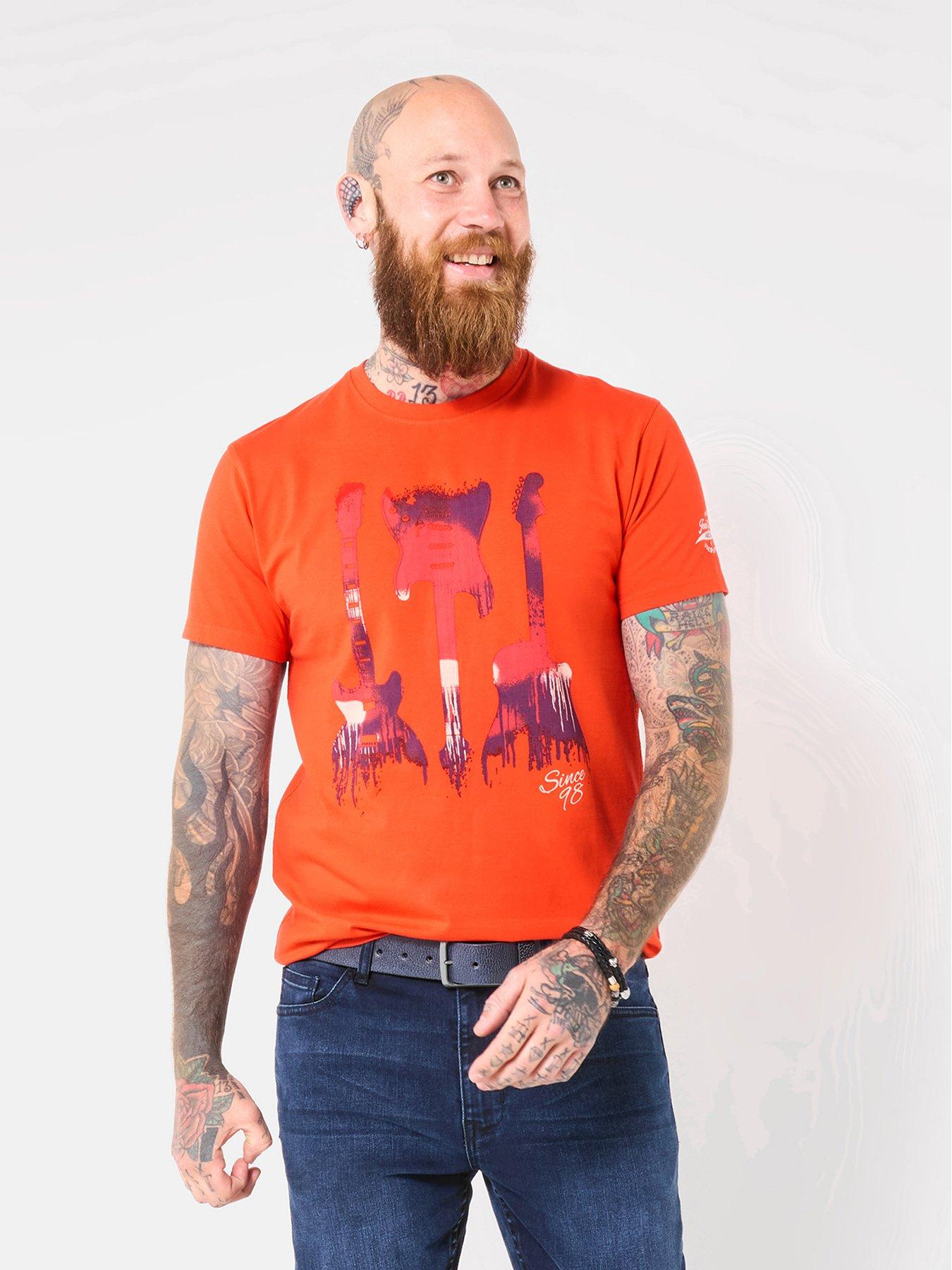 undefined Triple Guitar Graphic T-Shirt - Orange