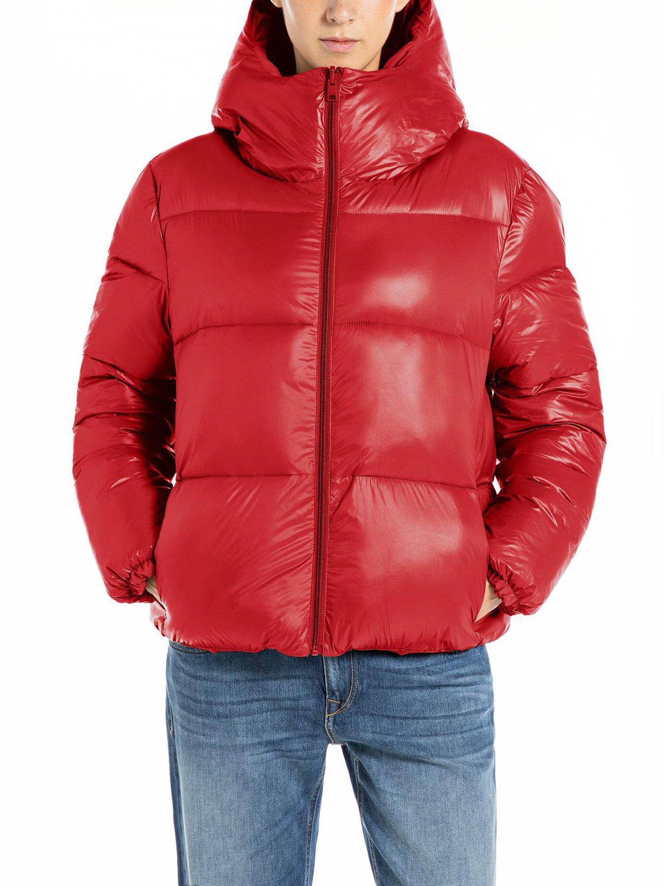 Image 1 of 2 of Replay Crinkle Nylon Padded Coat - Red