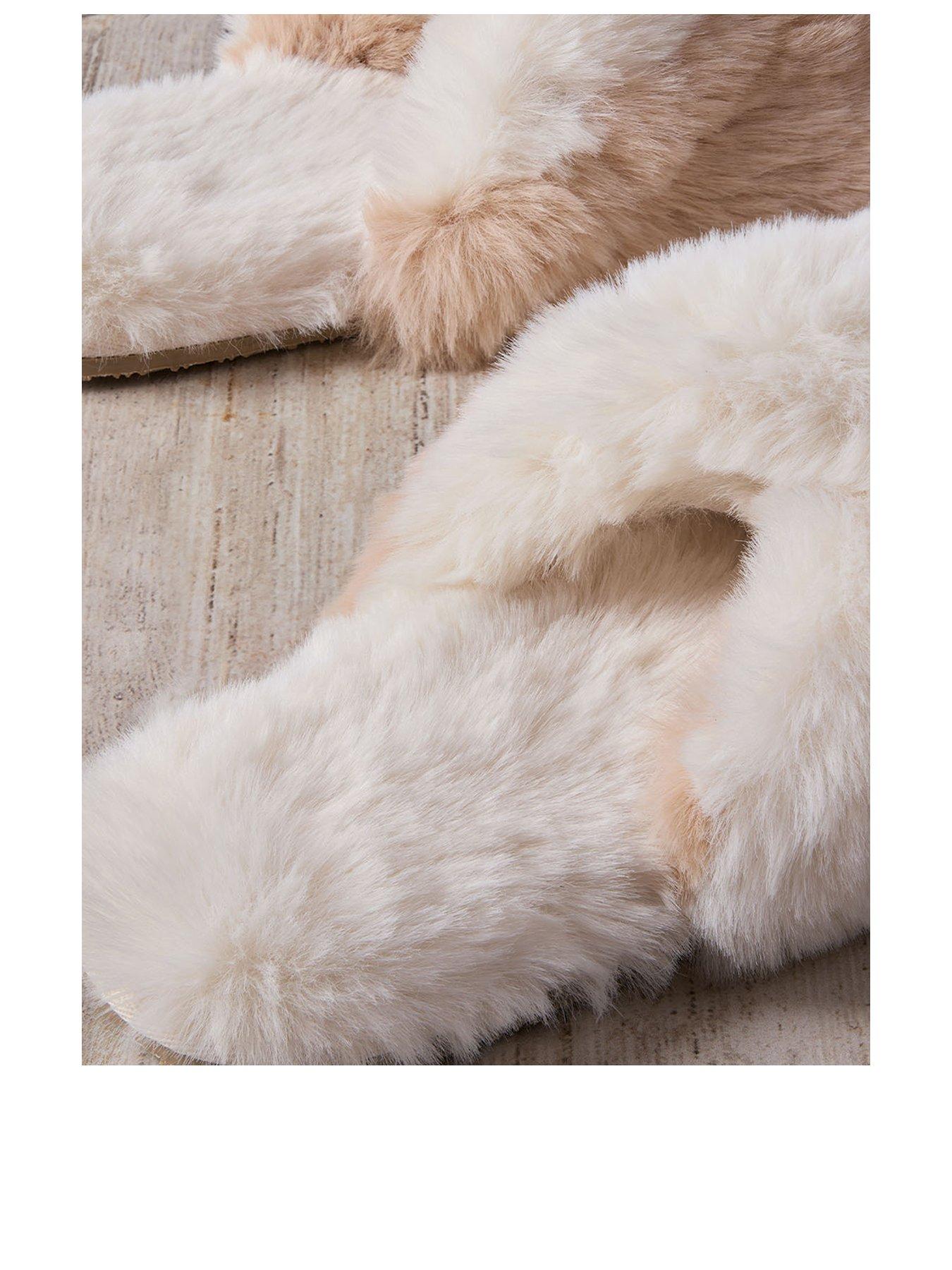 Image 3 of 5 of CHELSEA PEERS Womens Faux Fur Cross Over Slippers - Multi