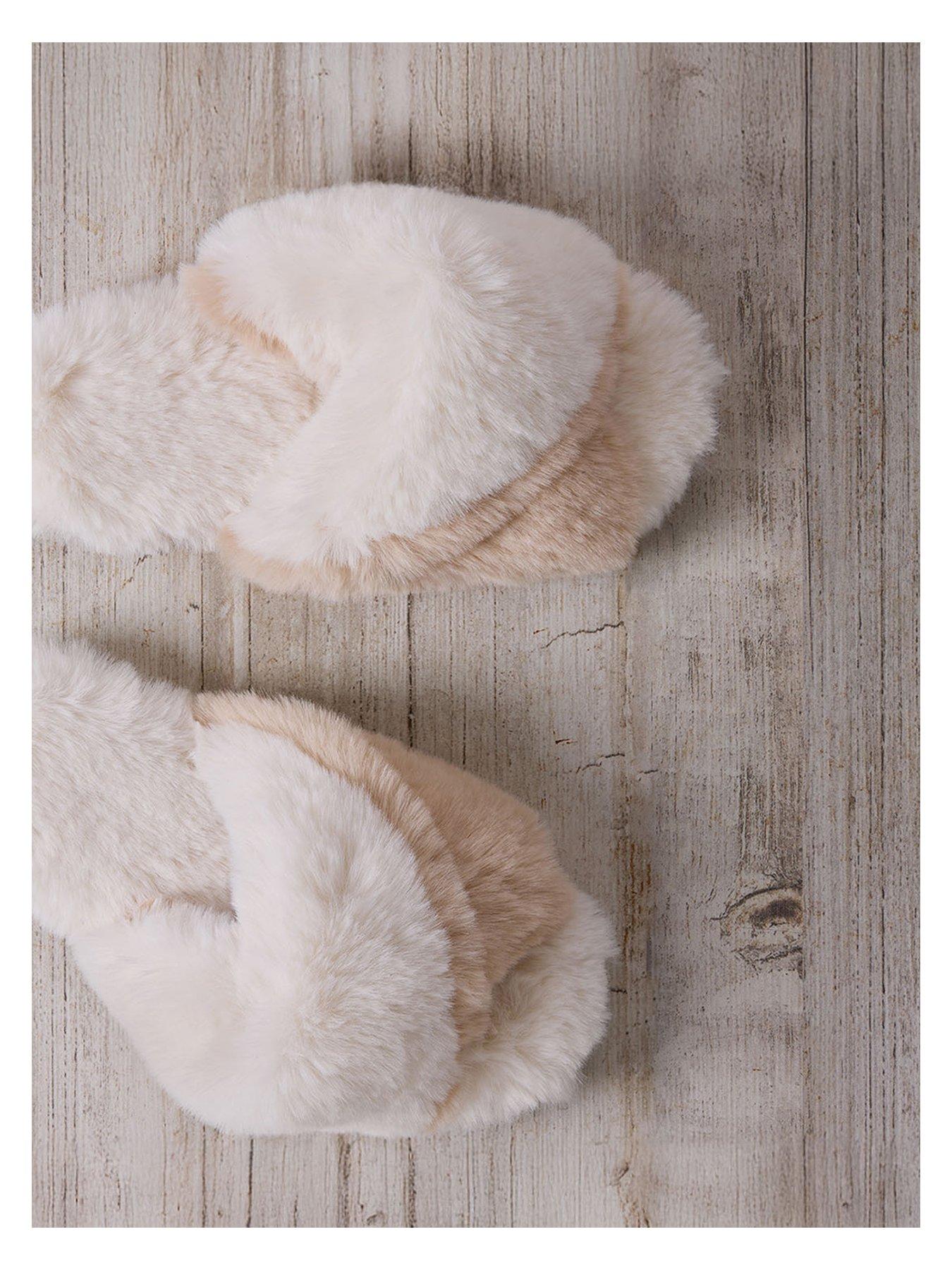 Image 4 of 5 of CHELSEA PEERS Womens Faux Fur Cross Over Slippers - Multi