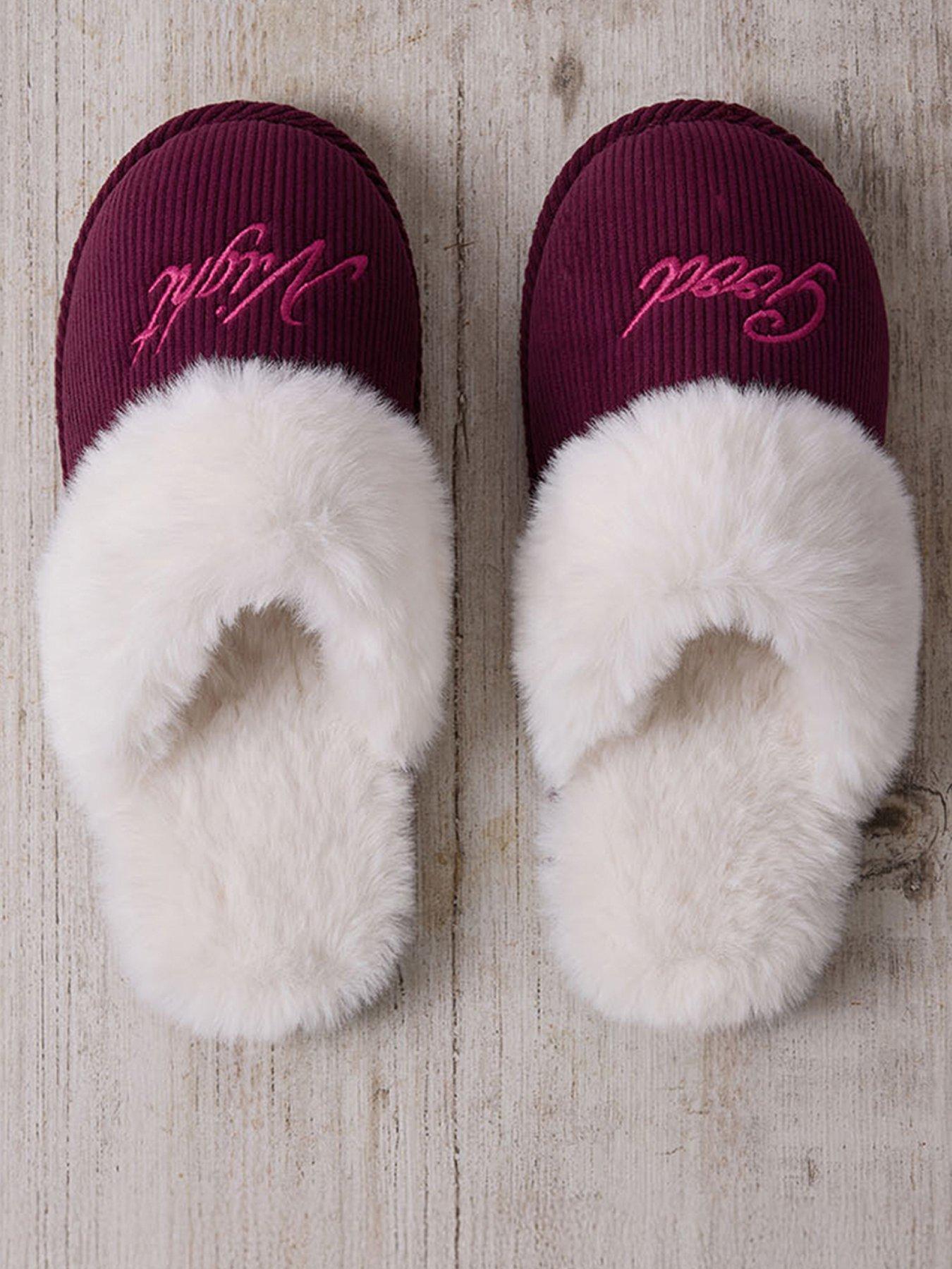 CHELSEA PEERS Womens Cord Slippers With Embroidery - Pink