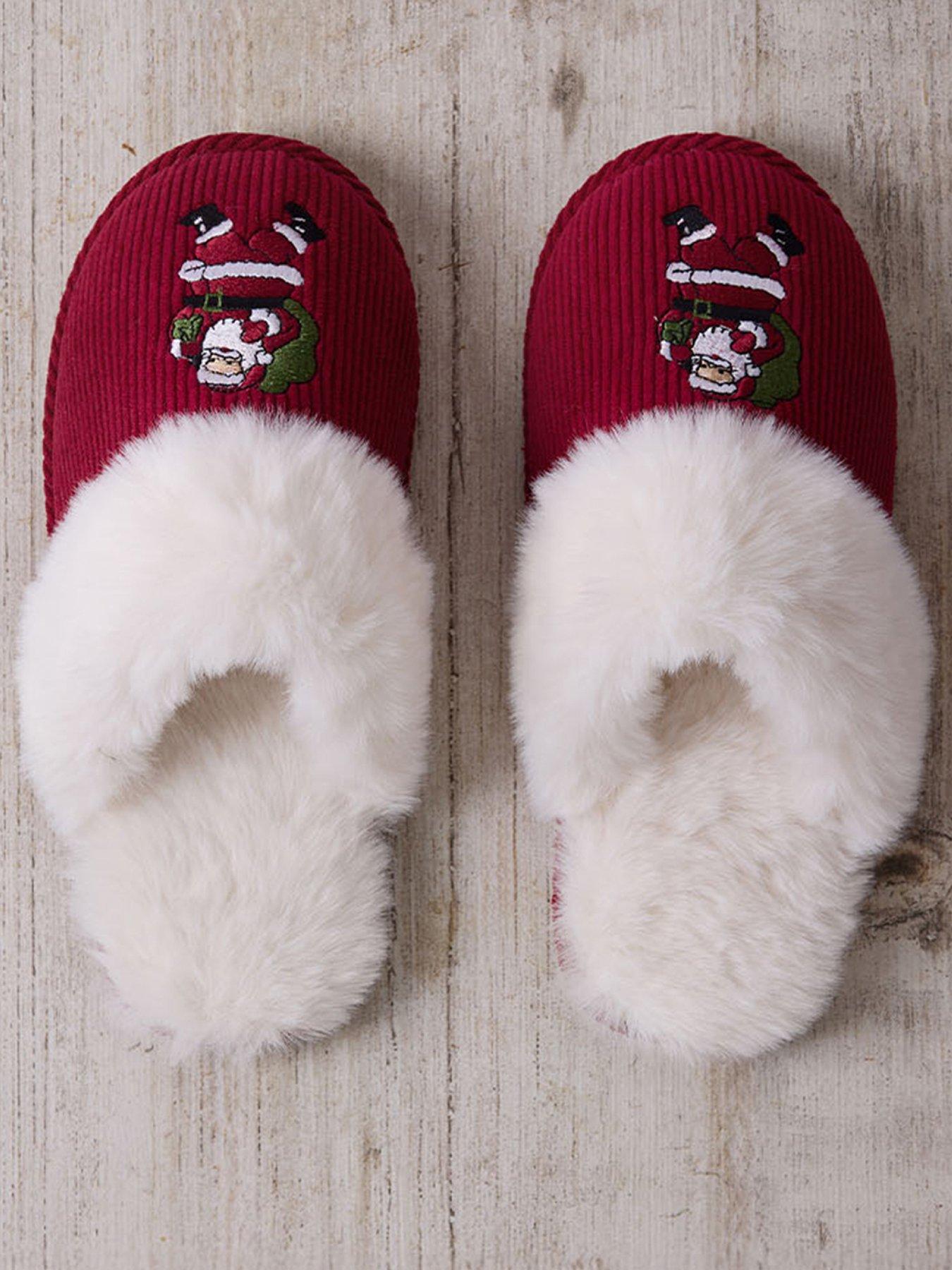 CHELSEA PEERS Womens Cord Slippers With Embroidery - Red