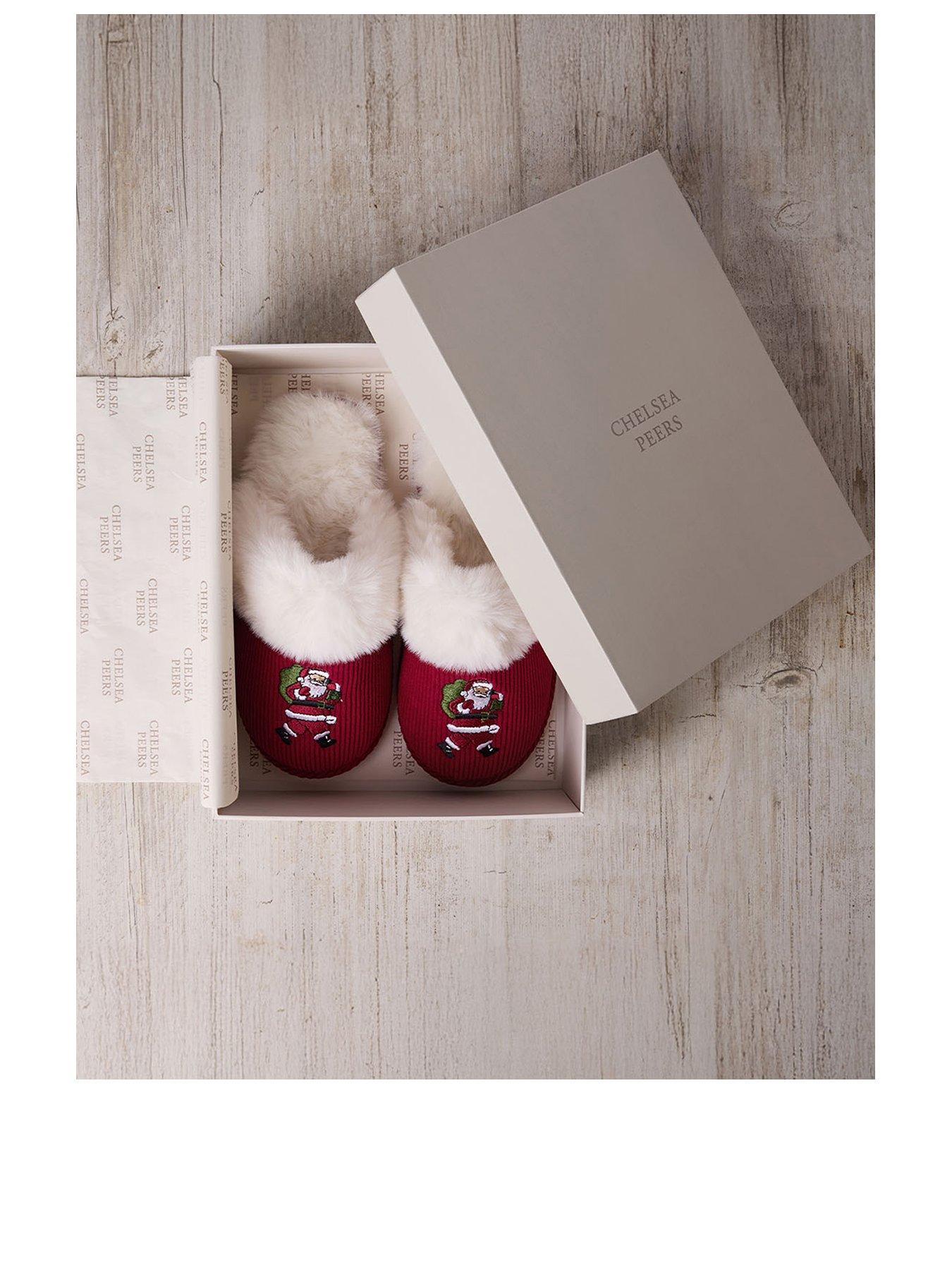 Image 2 of 5 of CHELSEA PEERS Womens Cord Slippers With Embroidery - Red