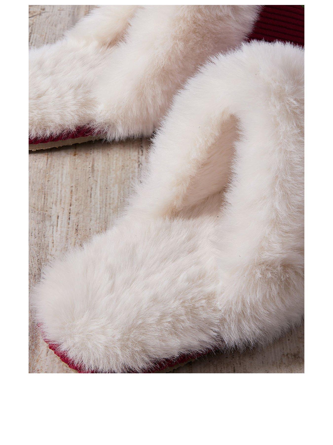 Image 3 of 5 of CHELSEA PEERS Womens Cord Slippers With Embroidery - Red