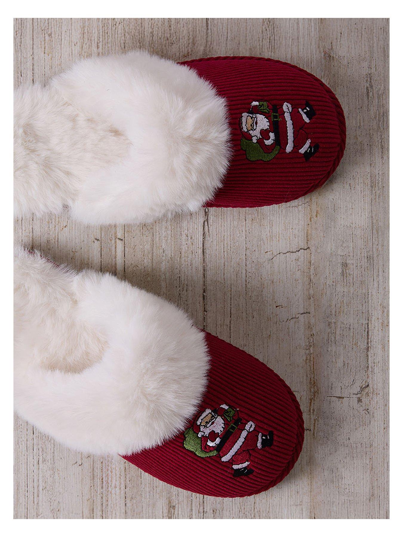 Image 4 of 5 of CHELSEA PEERS Womens Cord Slippers With Embroidery - Red