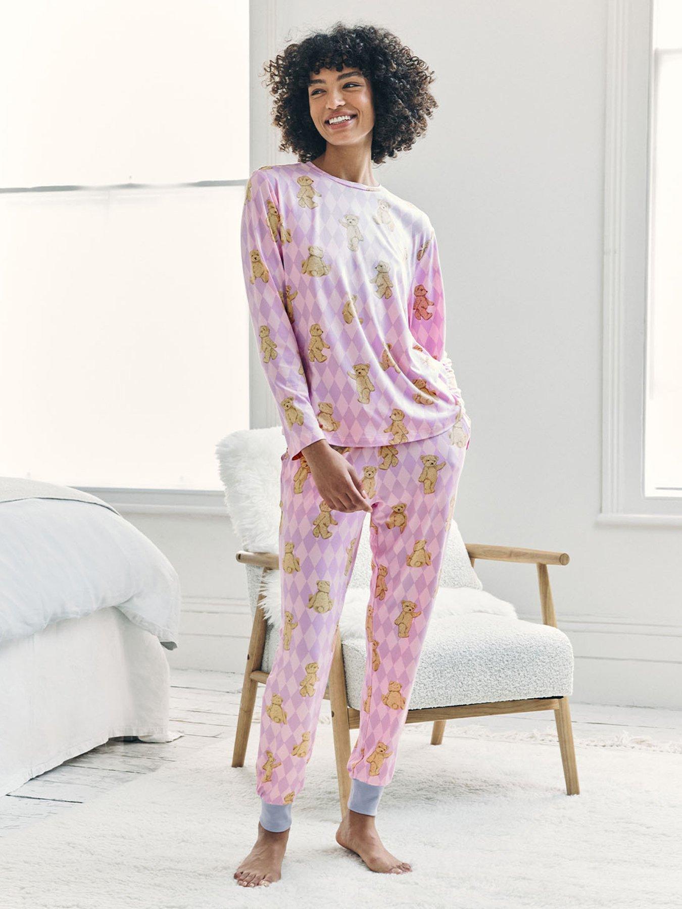 CHELSEA PEERS Classic Long Sleeve Crew Neck Set In Polyester - Lilac