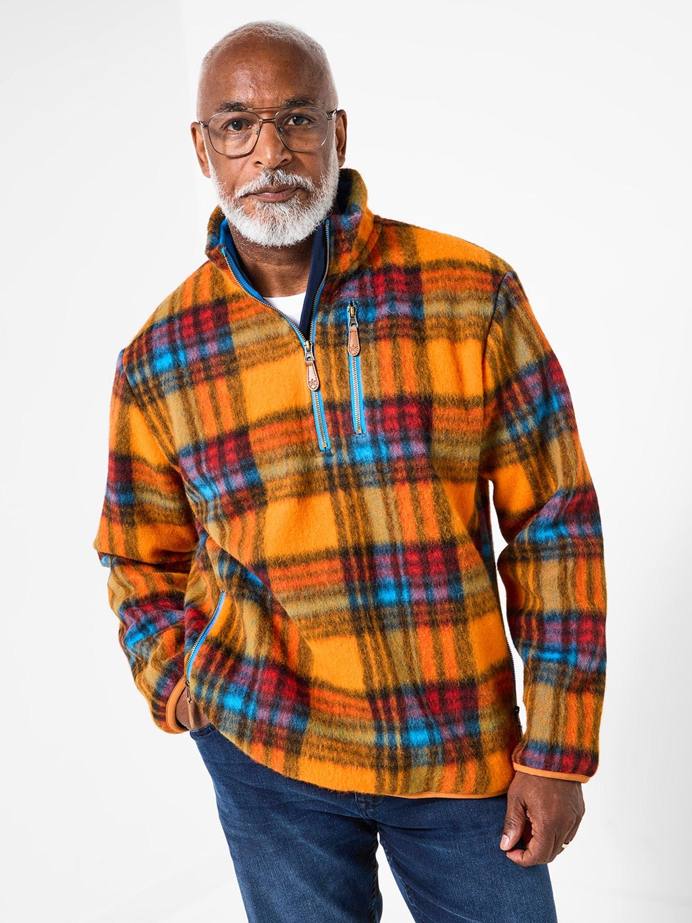 undefined Wool Blend Check Funnel Neck 1/4 Zip Sweat - Multi