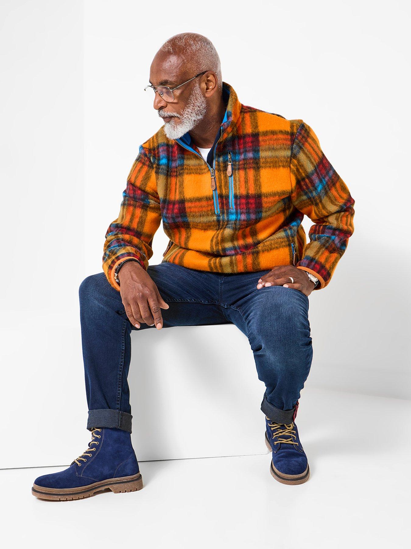 Image 2 of 5 of Joe Browns Wool Blend Check Funnel Neck 1/4 Zip Sweat - Multi