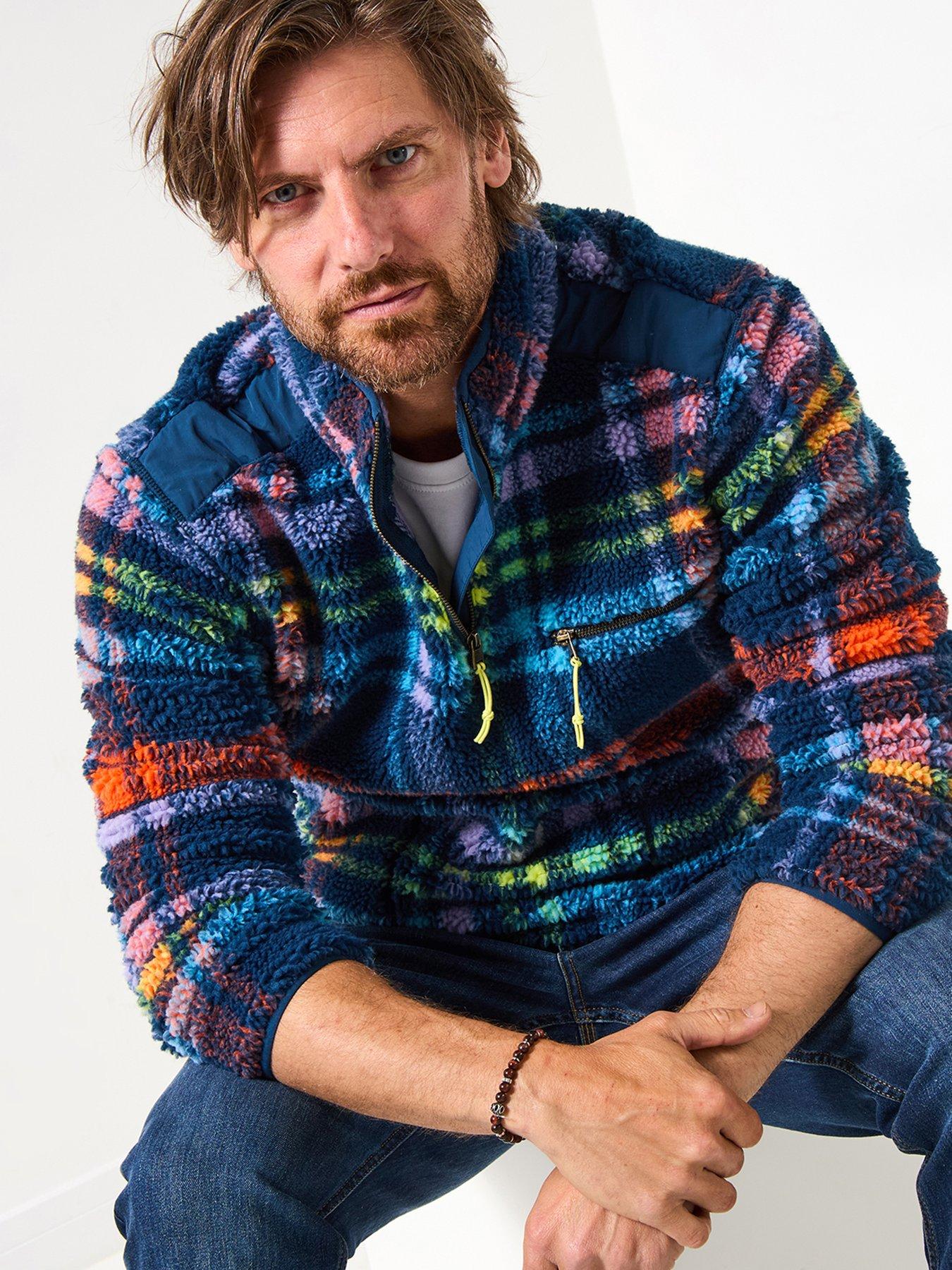 undefined Check Funnel Fleece 1/4 Zip Sweat - Multi