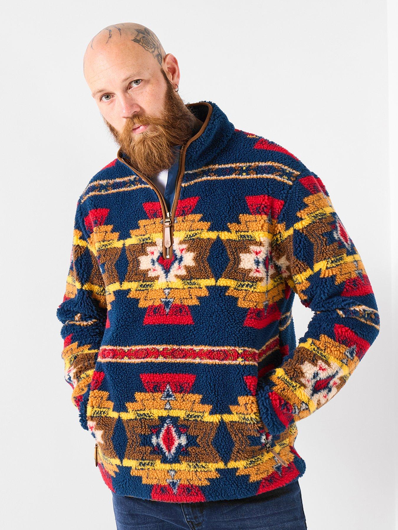 Joe Browns Patterned Borg Jacket - Navy