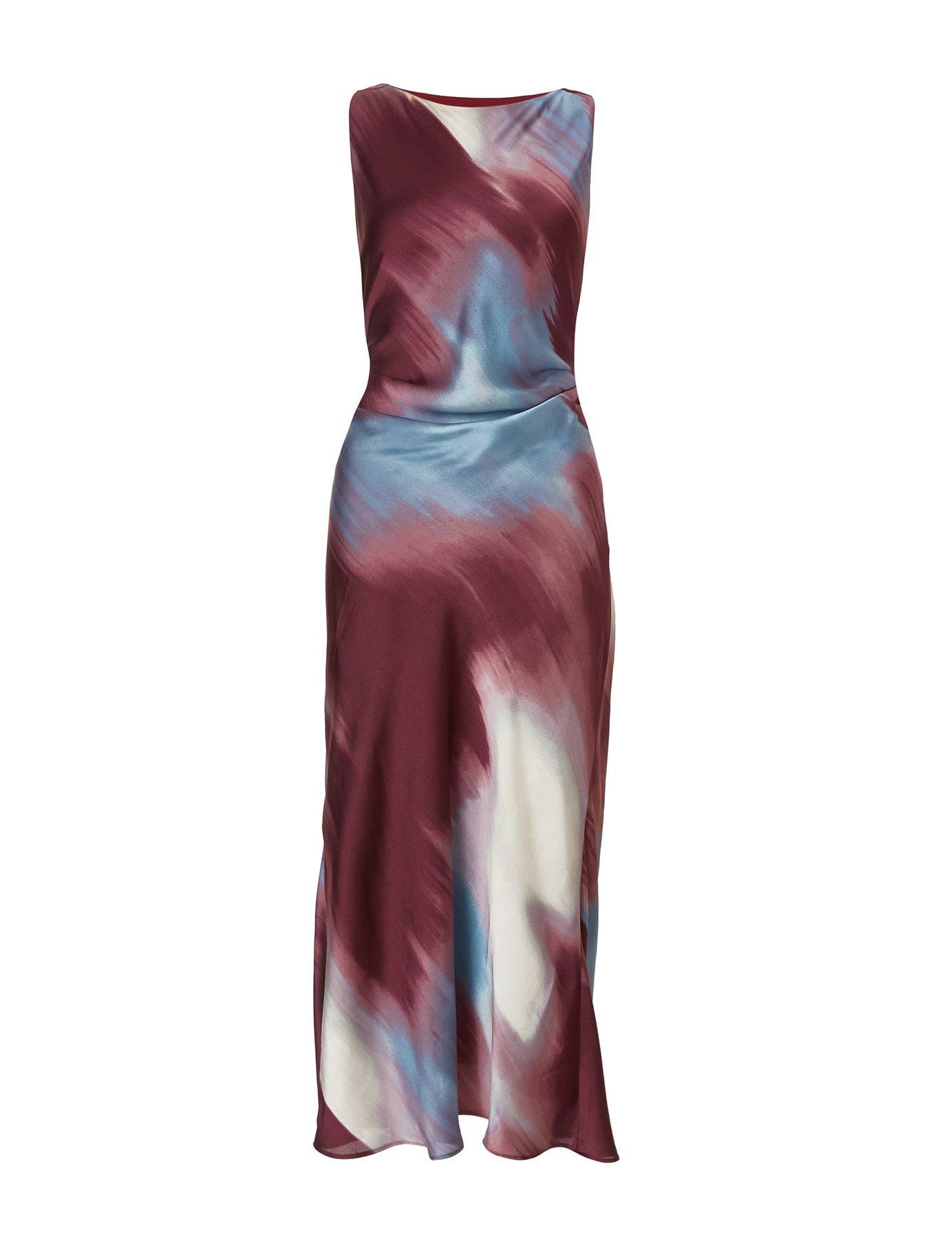 Image 4 of 6 of Quiz Satin Tie Dye Midaxi Dress