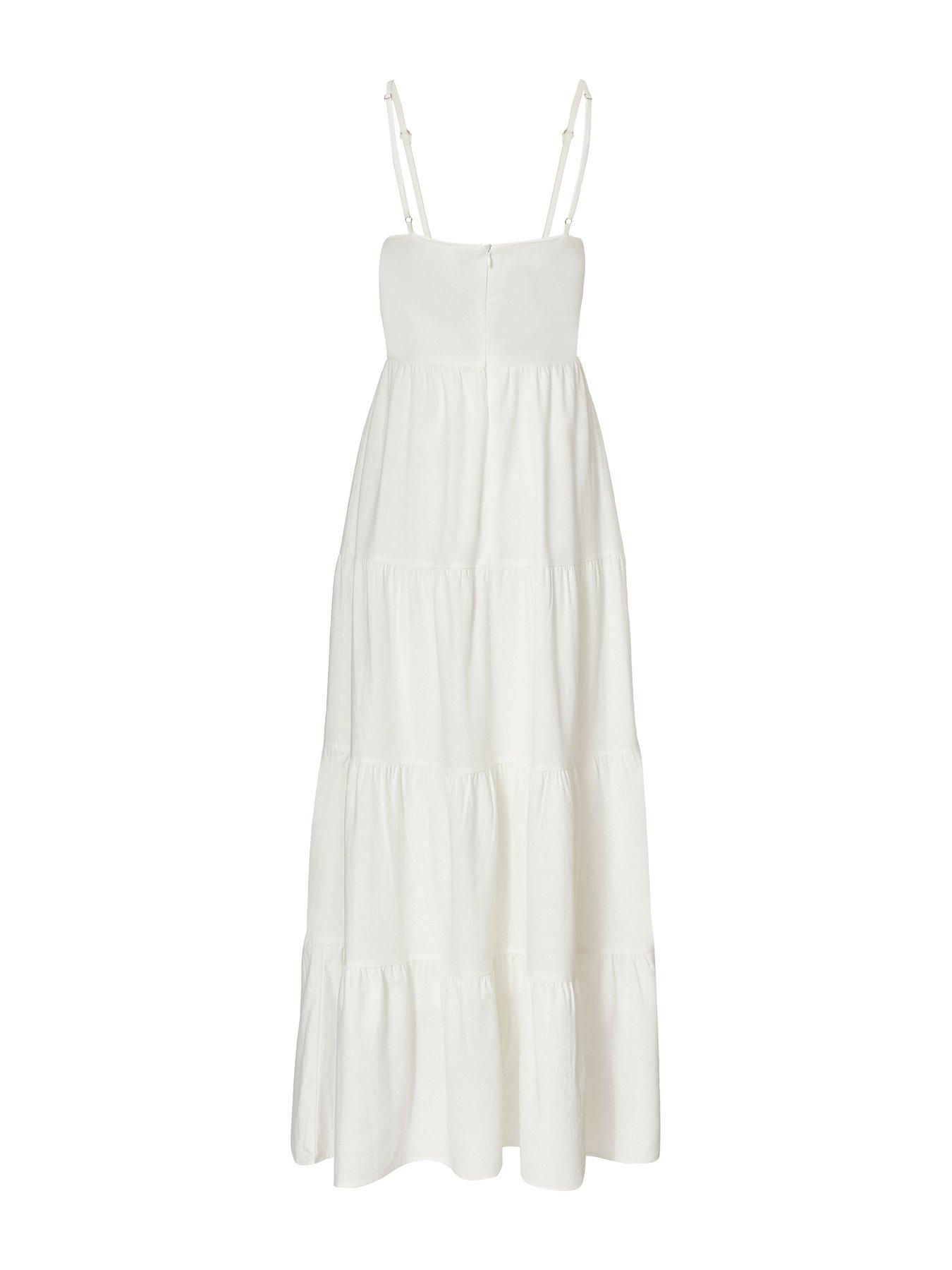 Image 5 of 6 of Quiz White Linen Corset Maxi Dress