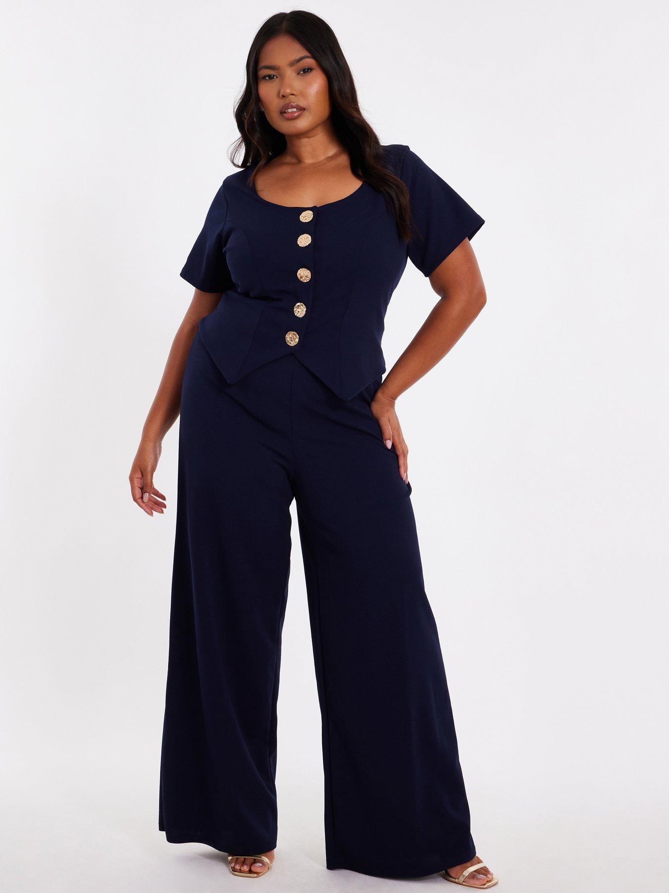 undefined Curve Navy Button Detail Jumpsuit