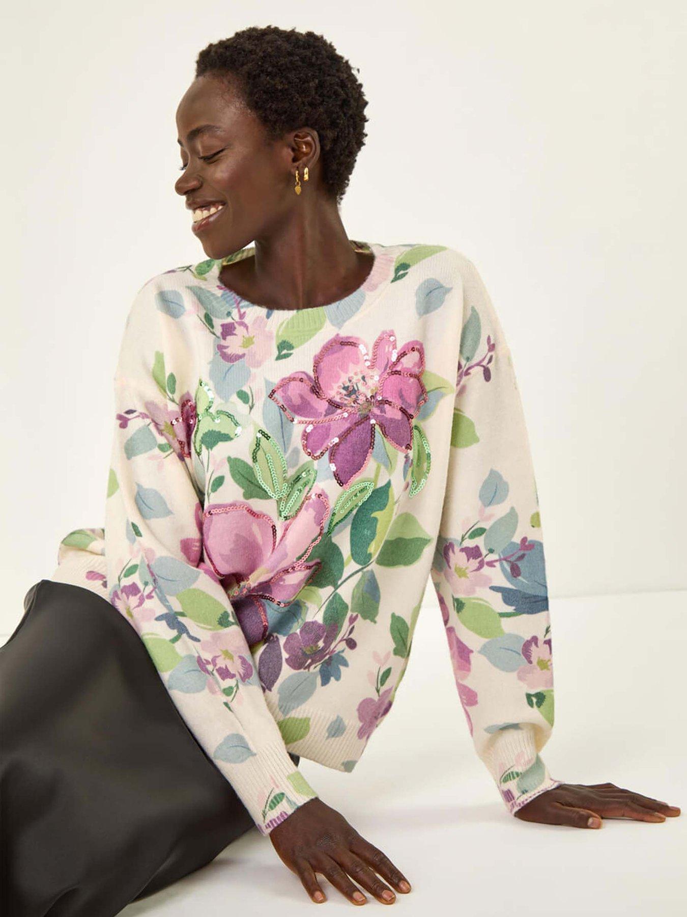 Image 4 of 5 of Roman Floral Sequin Knit Jumper - Ivory