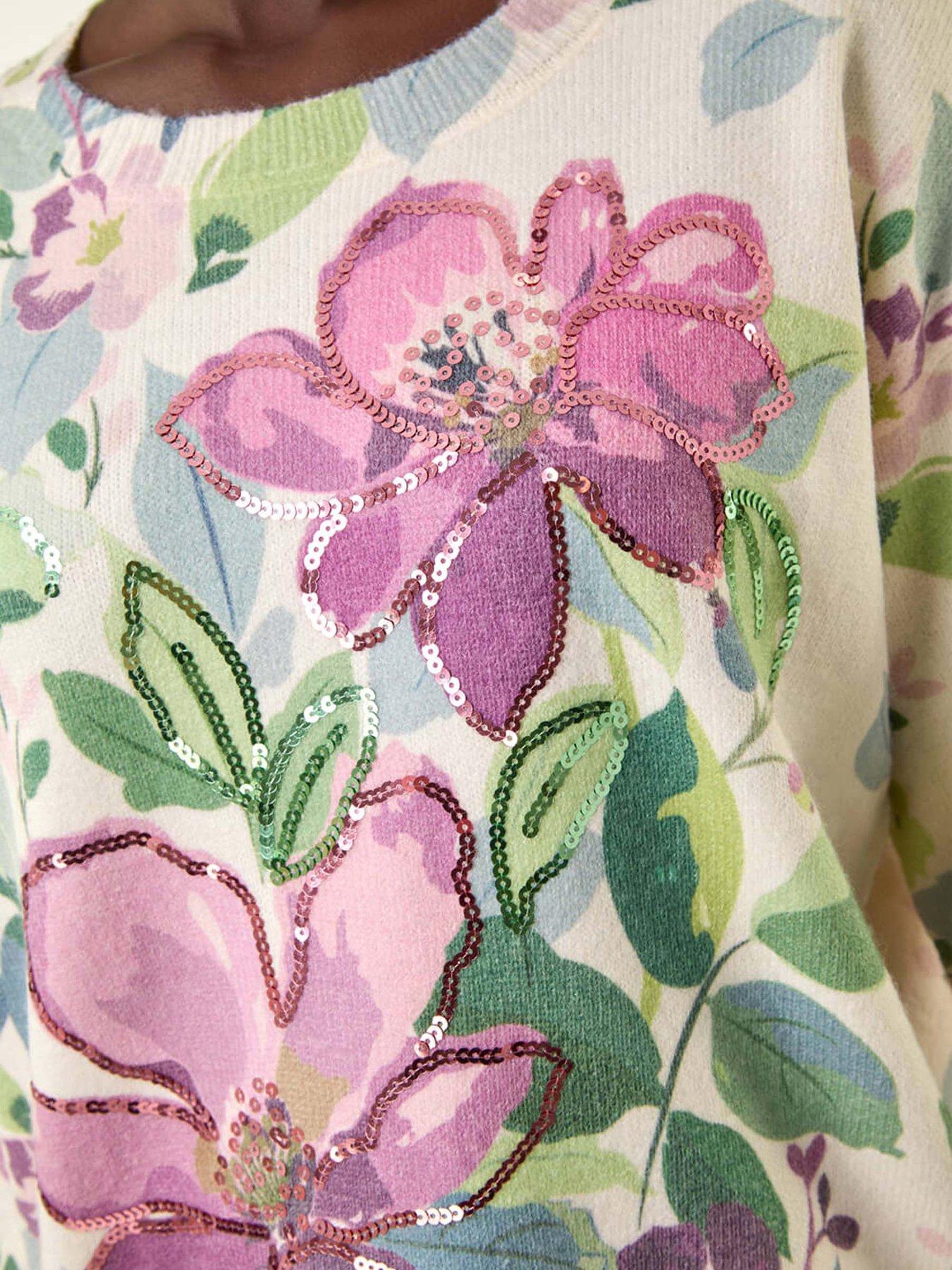 Image 5 of 5 of Roman Floral Sequin Knit Jumper - Ivory