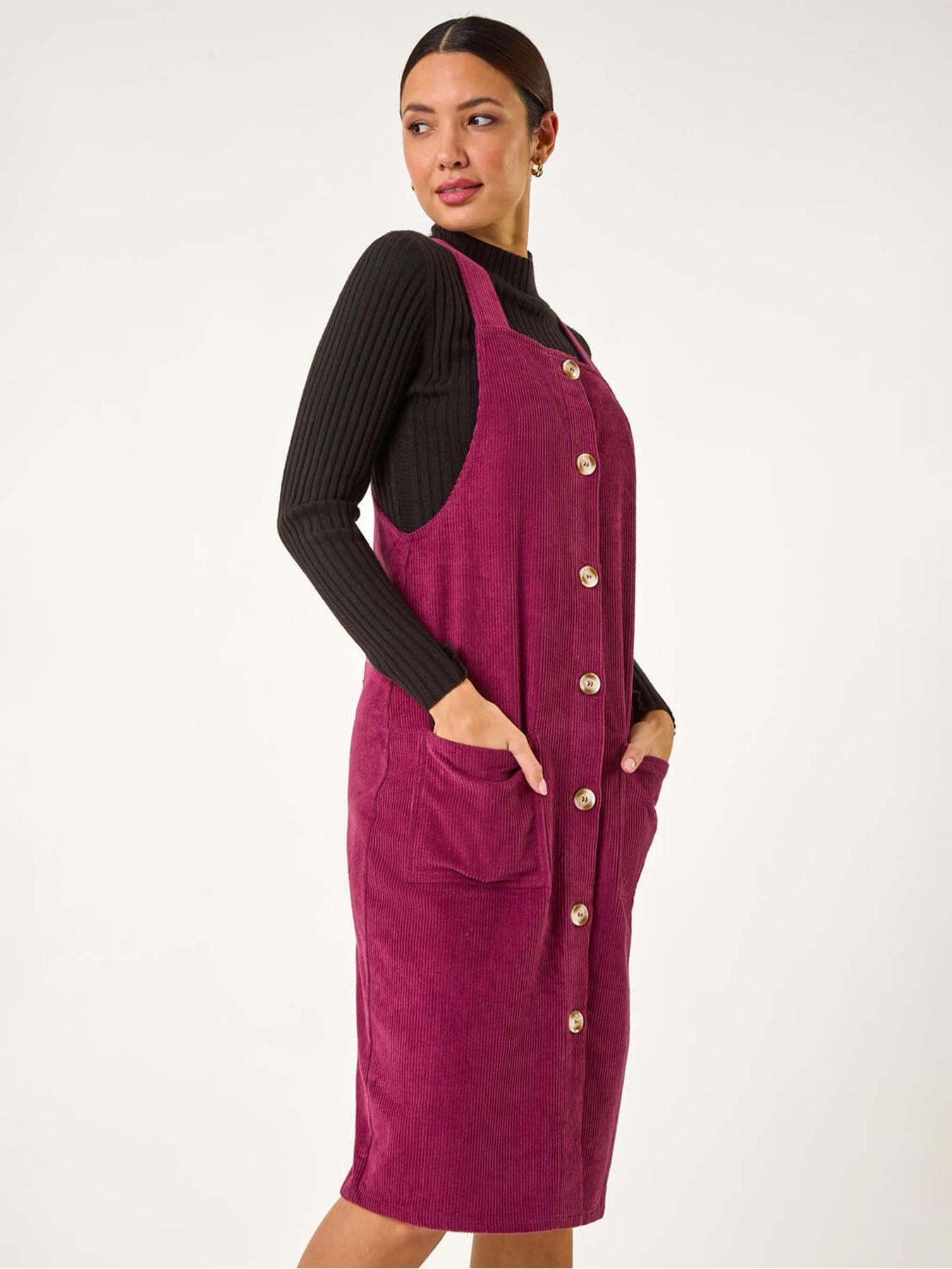  image of roman-corduroy-pinafore-midi-dress-wine