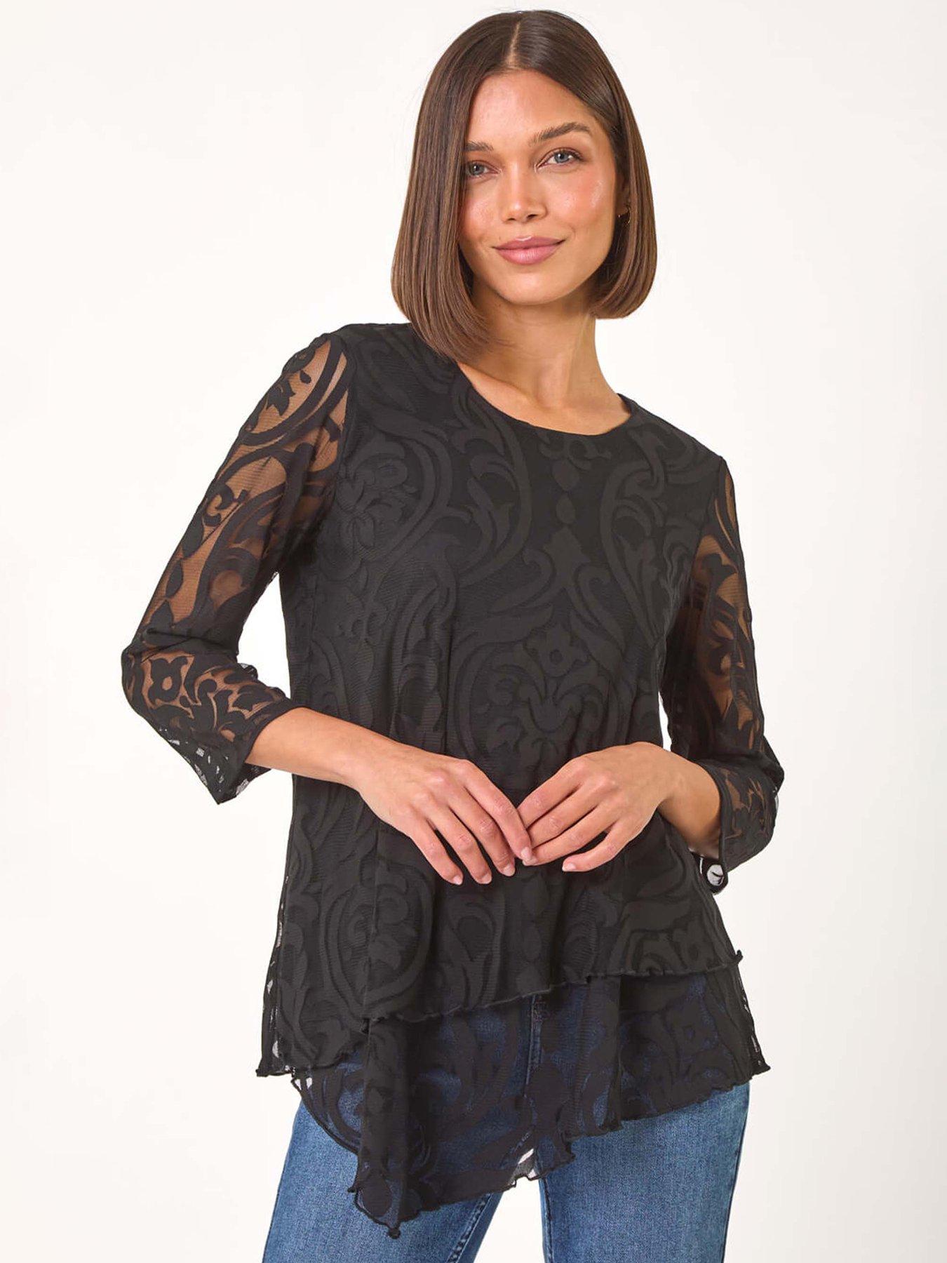 roman-burnout-print-asymmetric-stretch-top-black
