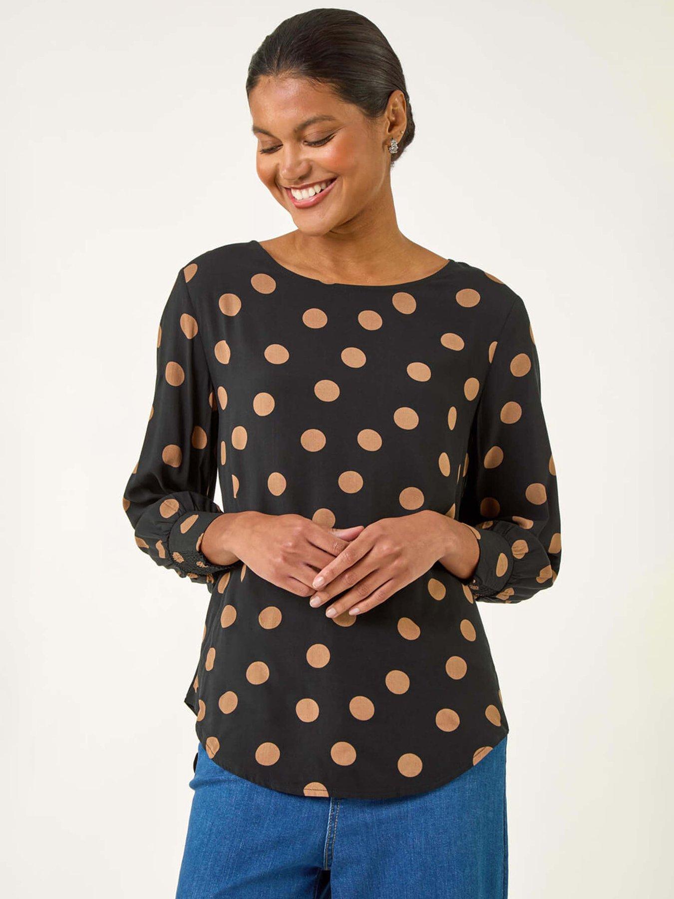  image of roman-spot-print-tunic-top-black