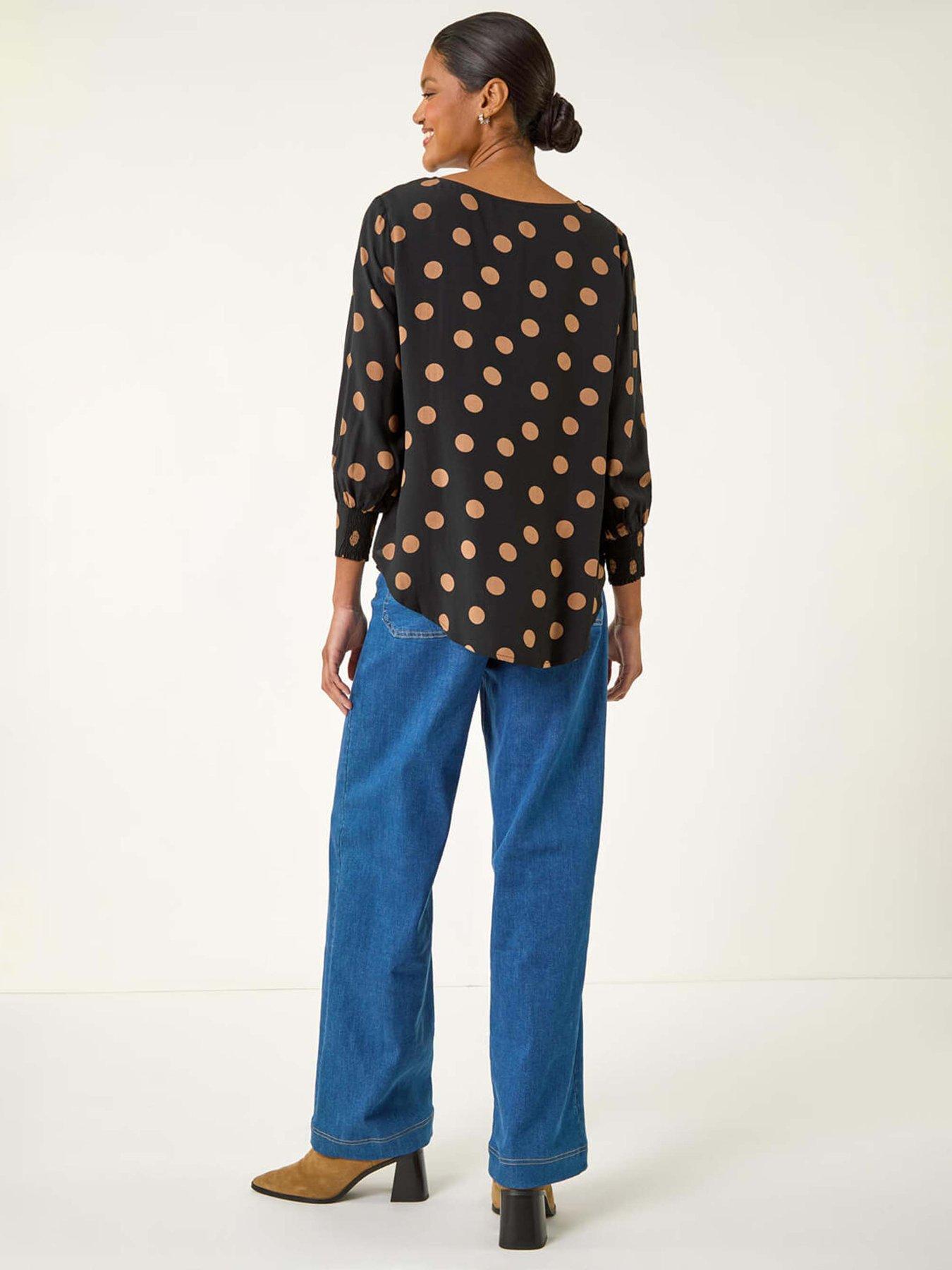  image of roman-spot-print-tunic-top-black