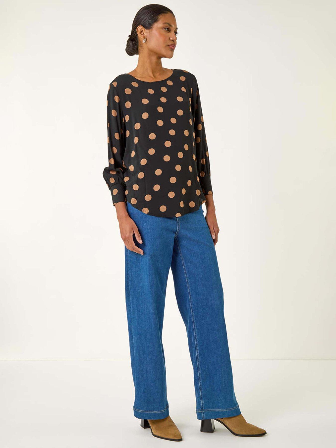  image of roman-spot-print-tunic-top-black