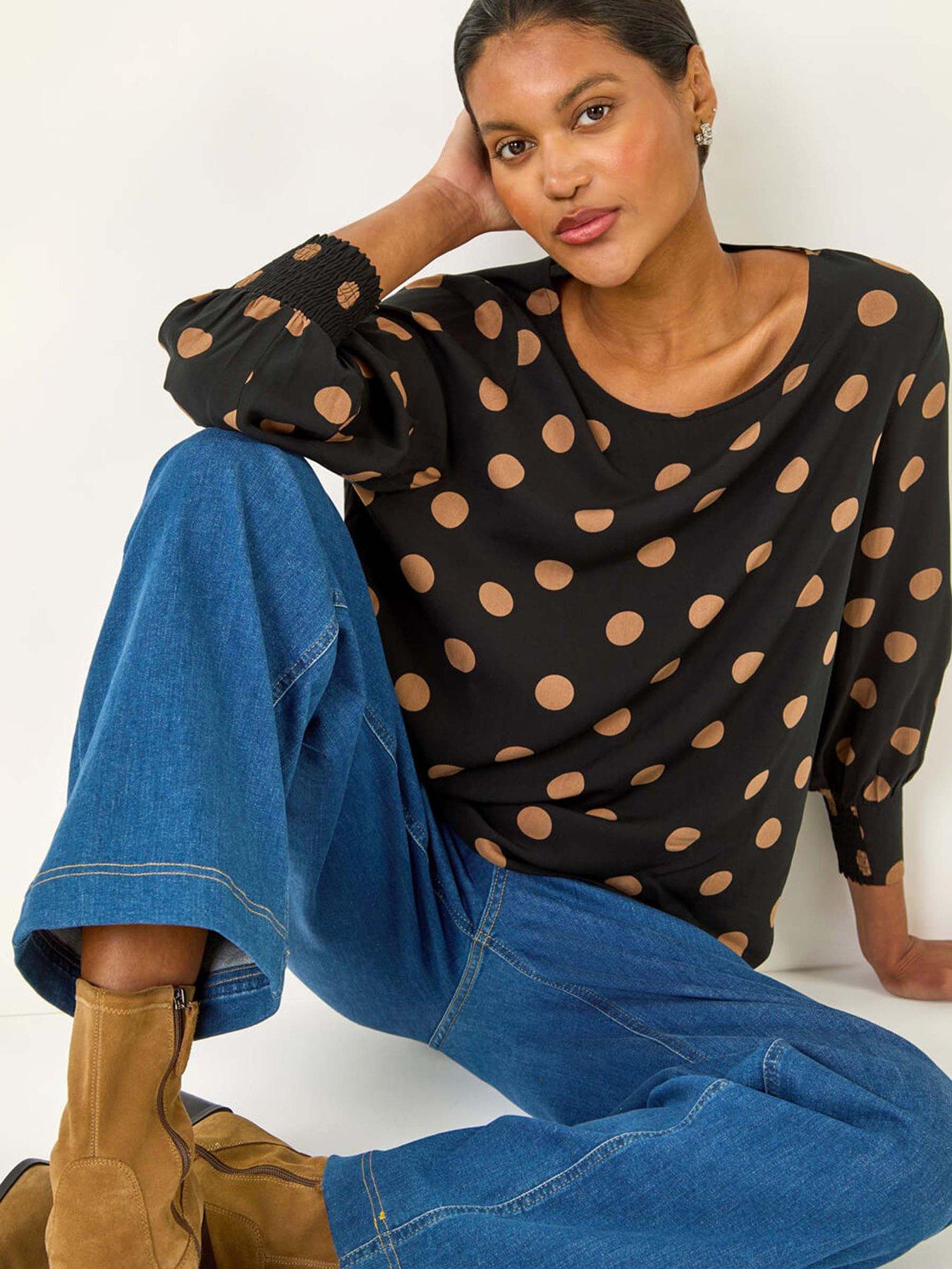  image of roman-spot-print-tunic-top-black