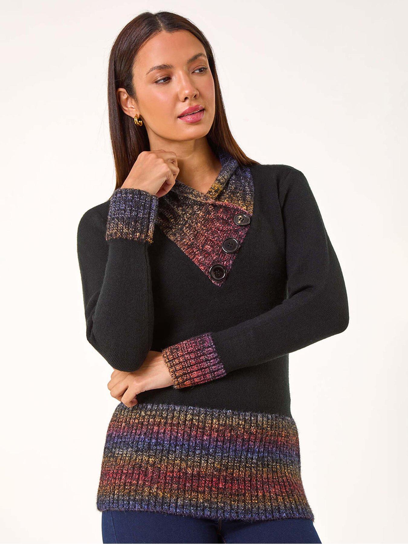 Roman Colour Block Overlap V-neck Jumper - Red