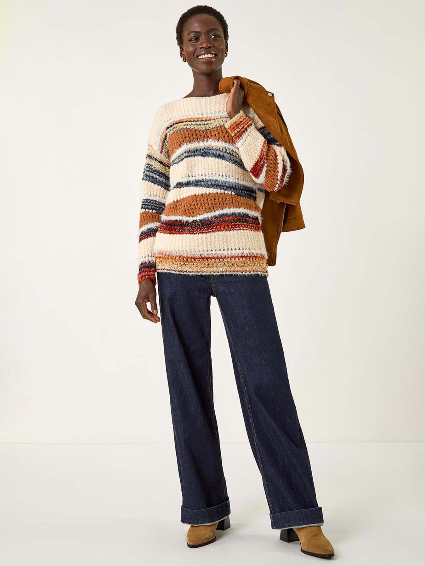 Image 3 of 5 of Roman Jacquard Crew Neck Knit Jumper - Brown