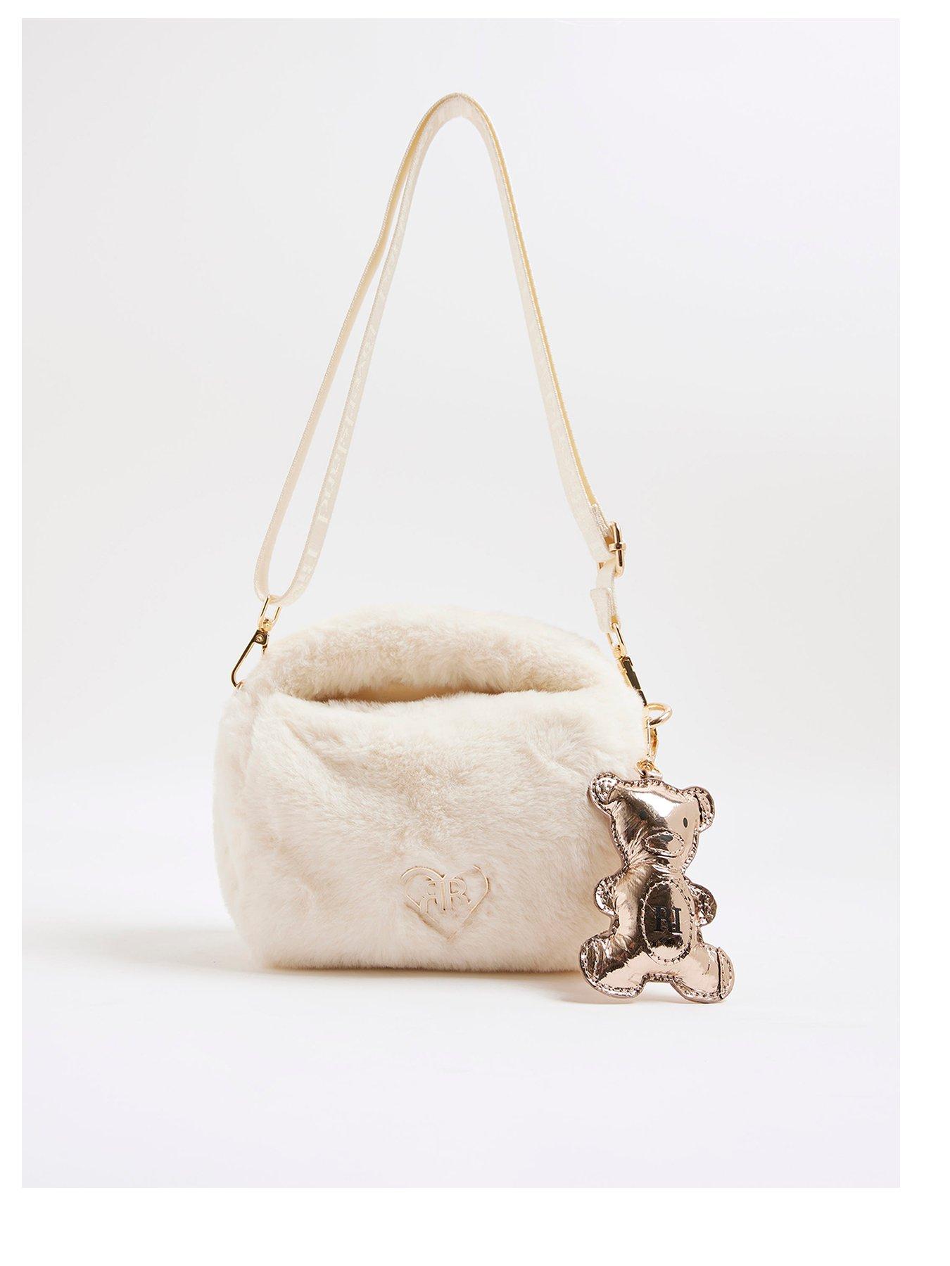 River Island Older Girls Faux Fur Cross Body Bag - Cream