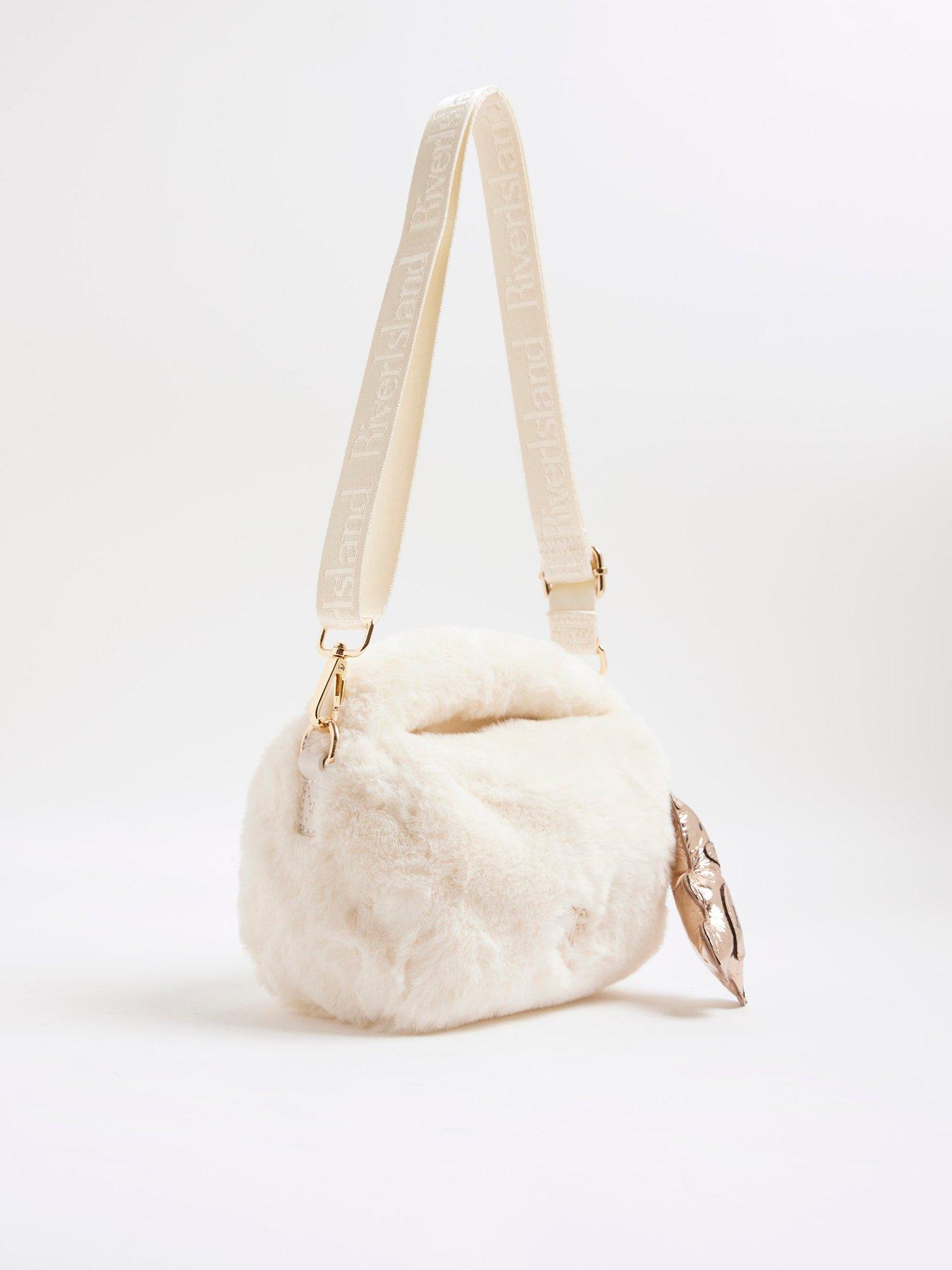  image of river-island-older-girls-faux-fur-cross-body-bag-cream