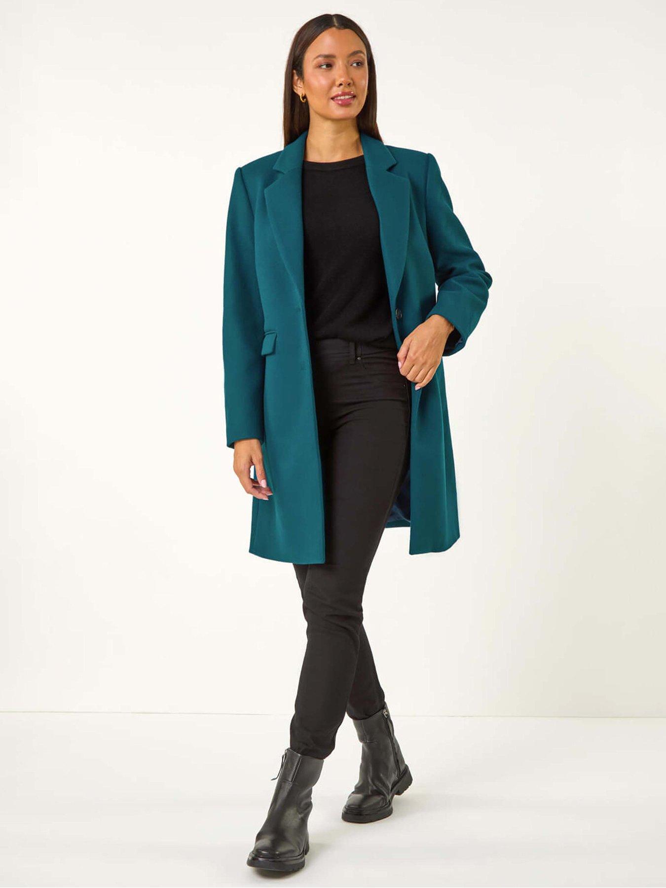undefined Tailored Single Breasted Coat - Teal