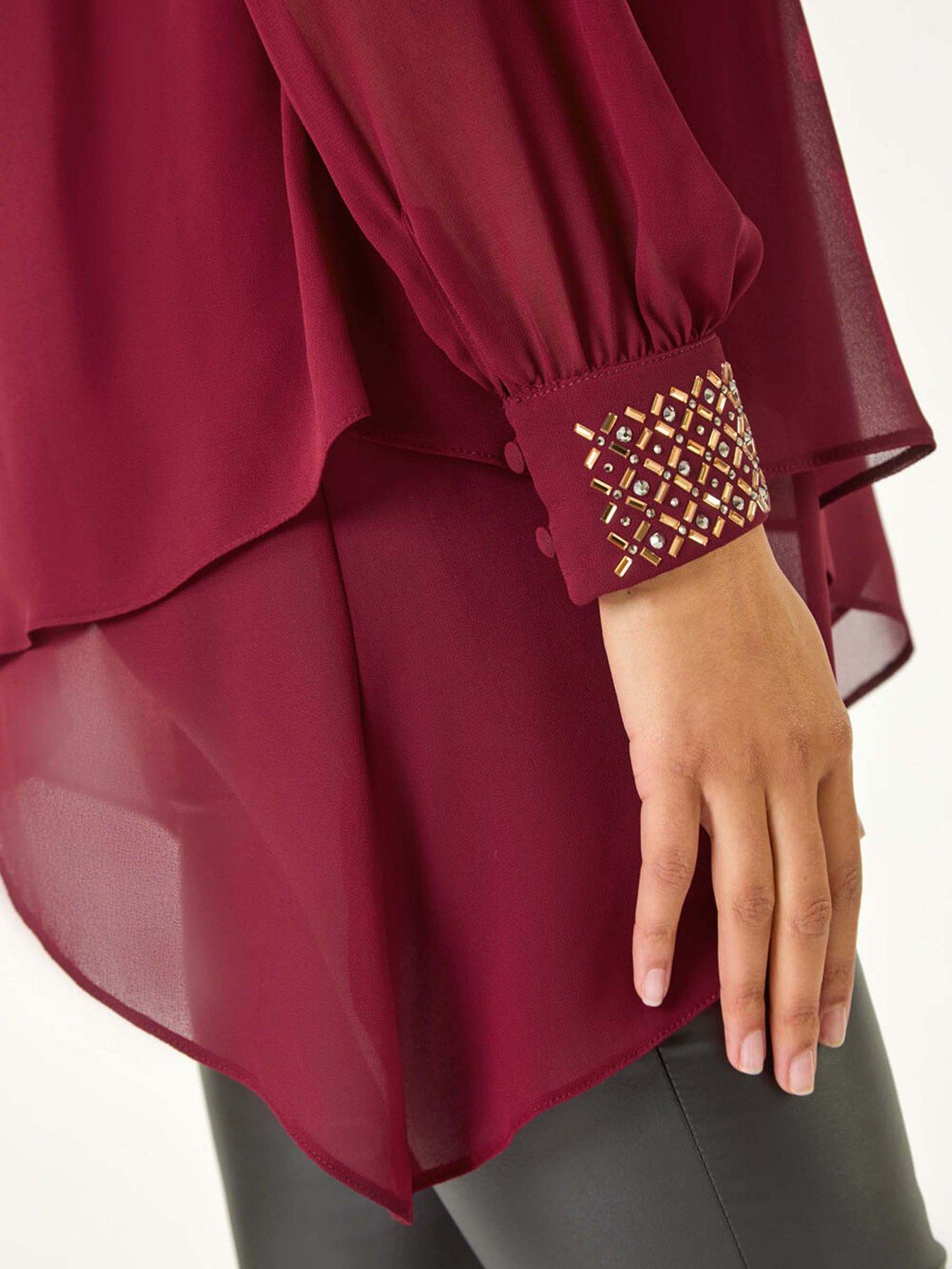 Image 5 of 5 of Roman Embellished Detail Layered Top - Wine