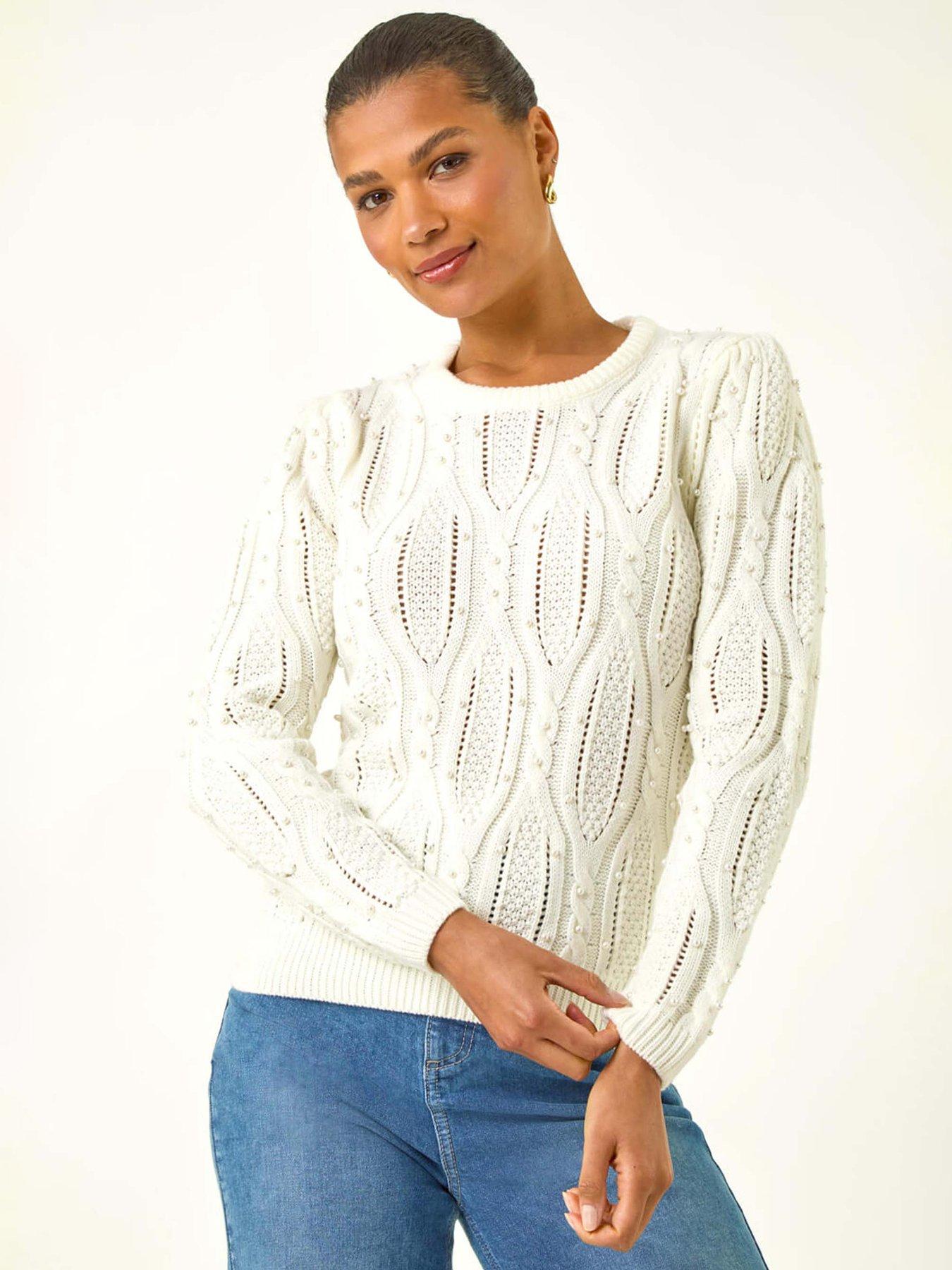 undefined Pearl Cable Knit Jumper - Ivory