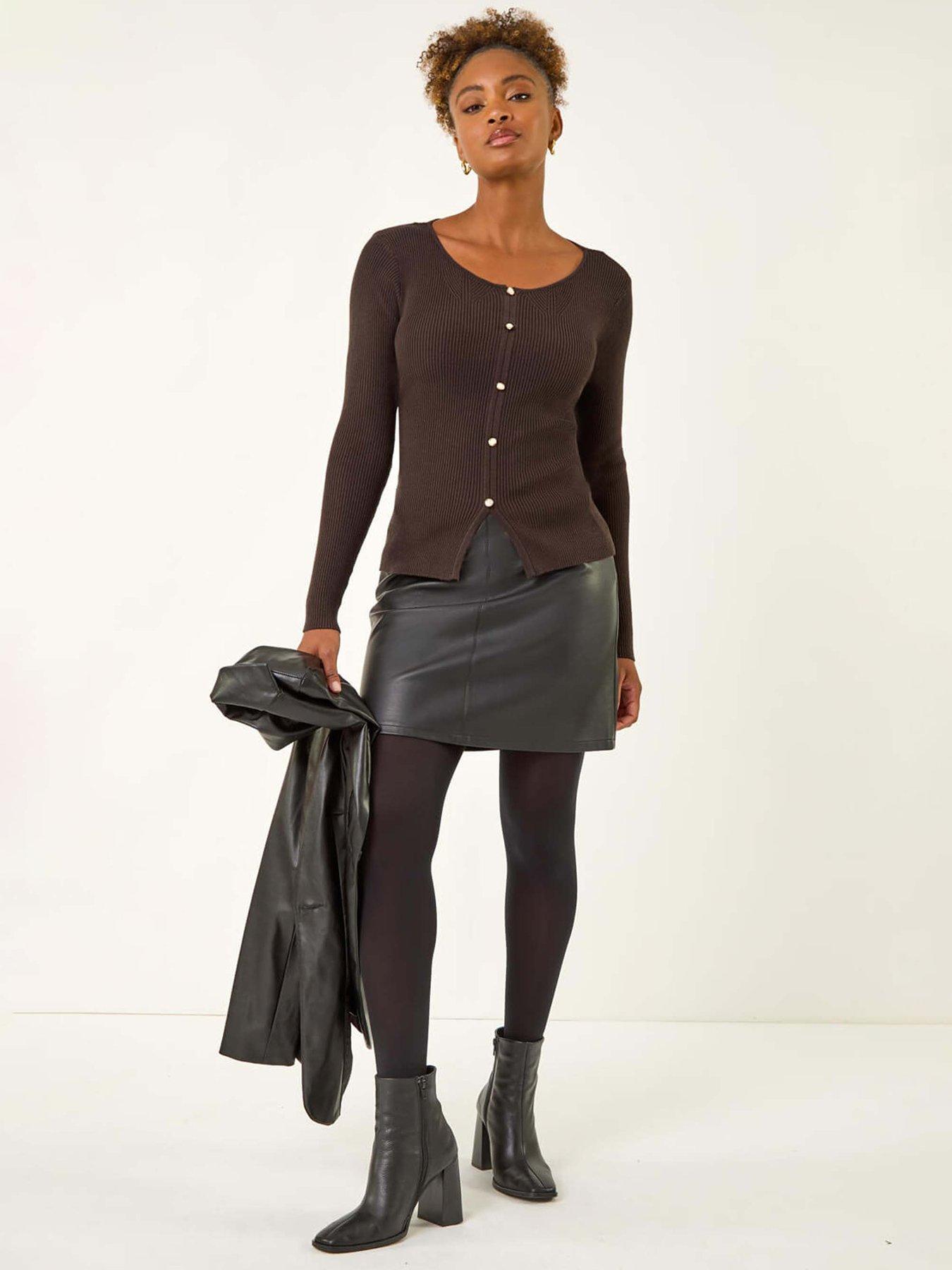Image 3 of 5 of Roman Pearl Ribbed Knit Jumper - Chocolate