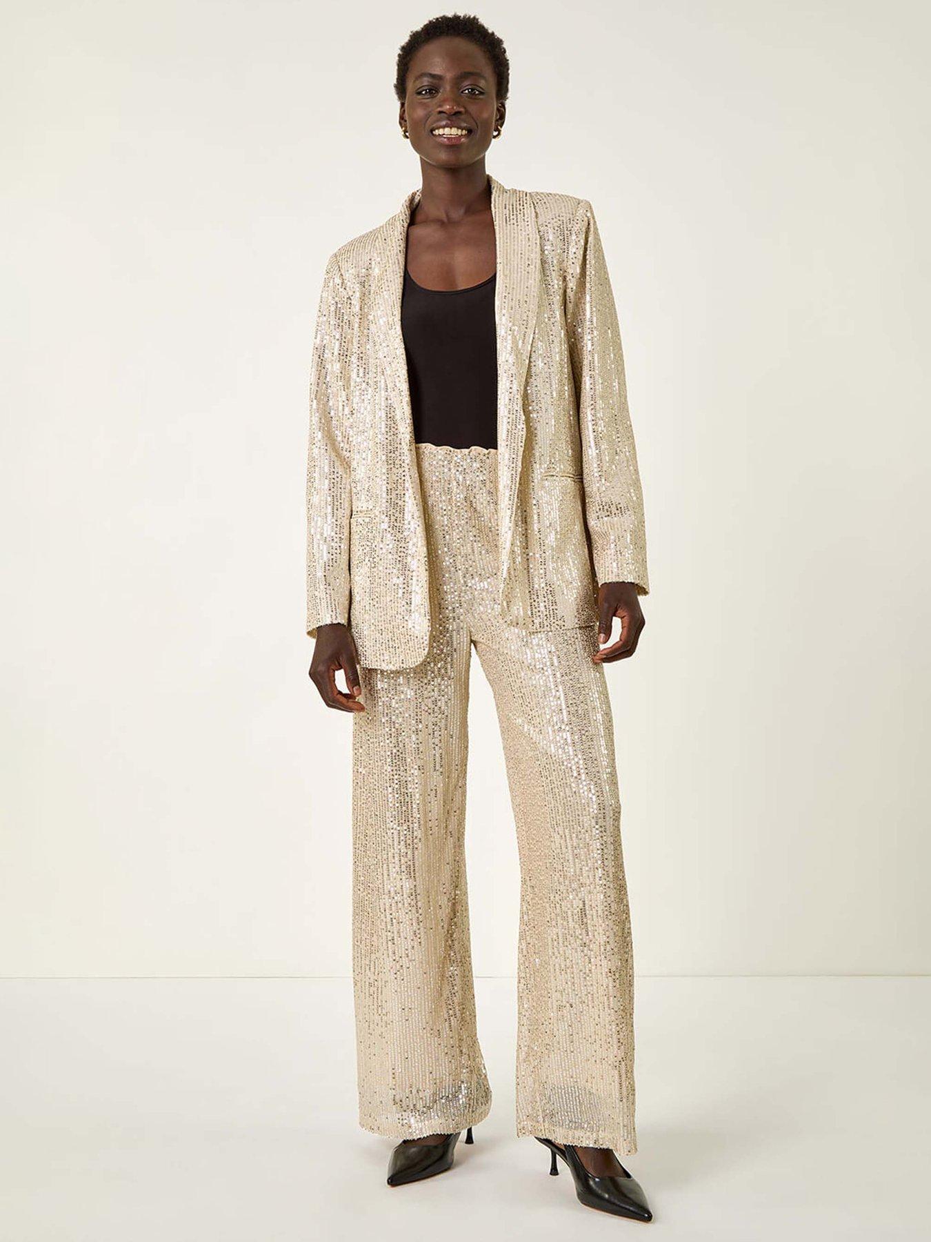 Image 3 of 5 of Roman Relaxed Sequin Blazer - Silver