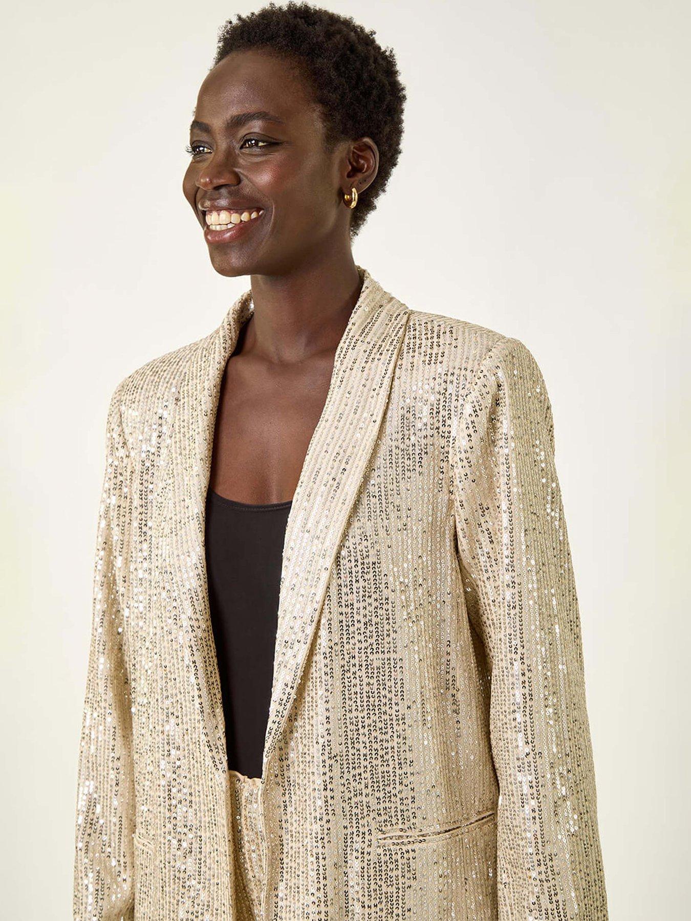 Image 4 of 5 of Roman Relaxed Sequin Blazer - Silver