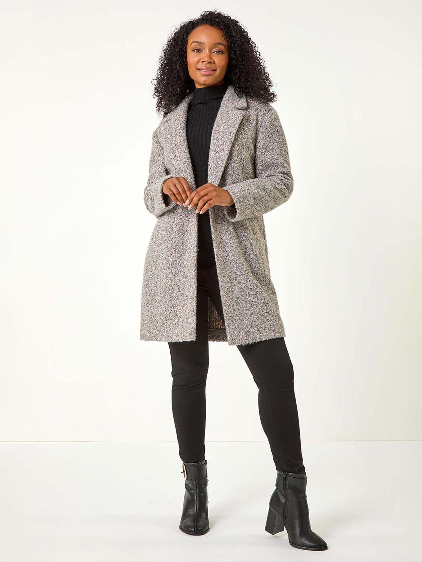 Image 3 of 5 of Roman Petite Textured Boucle Coat - Light Pink