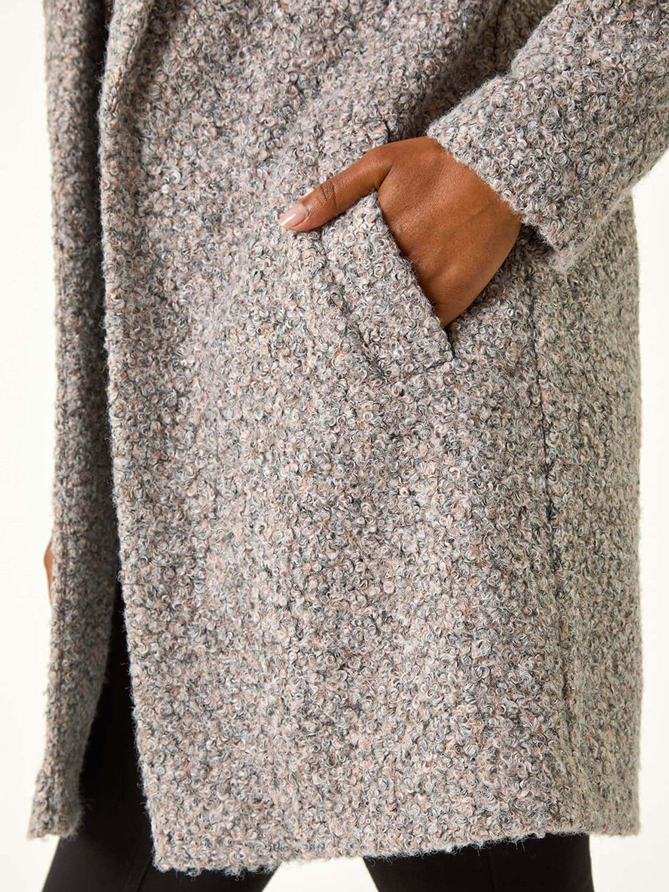 Image 5 of 5 of Roman Petite Textured Boucle Coat - Light Pink