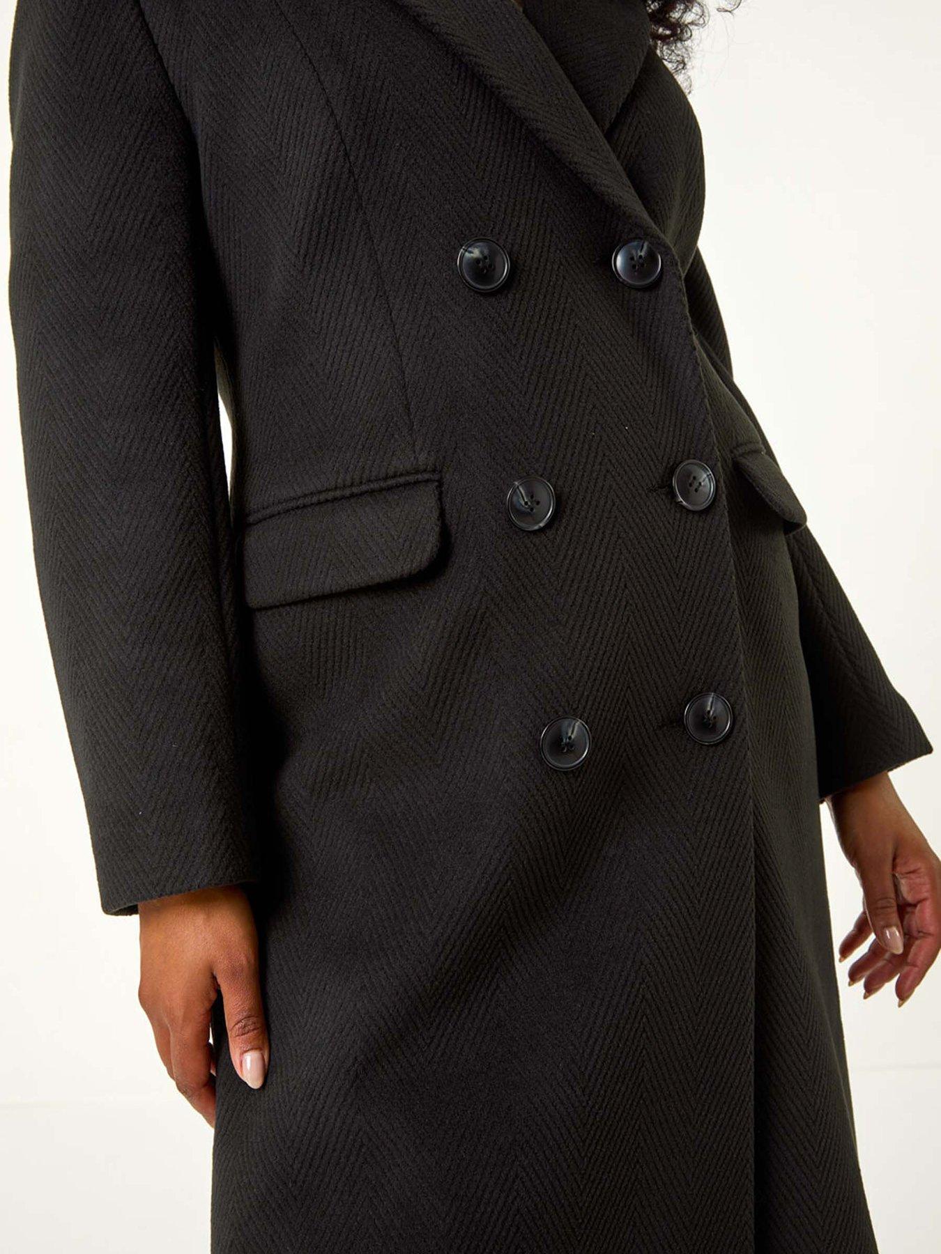 Image 5 of 5 of Roman Petite Double Breasted Coat - Black