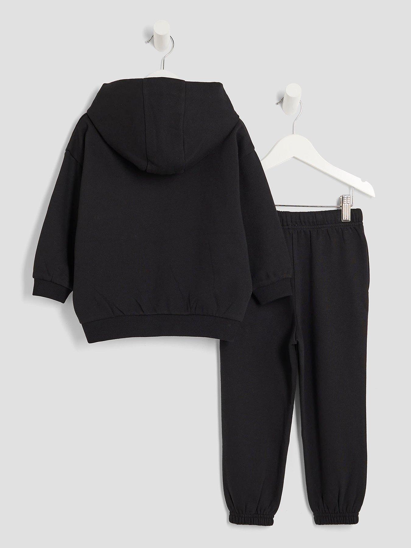 back image of river-island-mini-boys-essentials-hoodie-and-joggers-set-black
