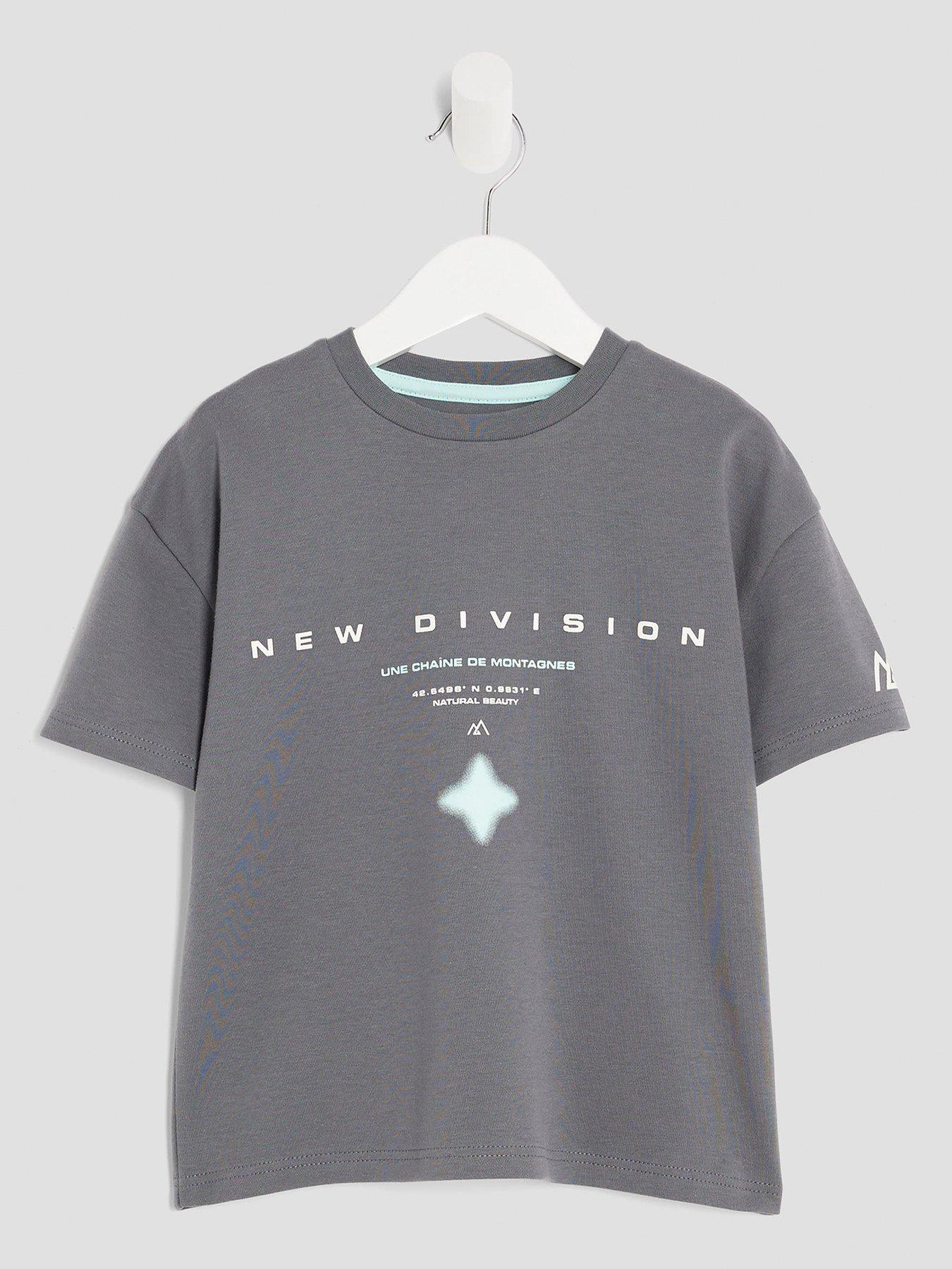 Image 1 of 4 of River Island Mini Boys New Division Glitch T-Shirt - Grey