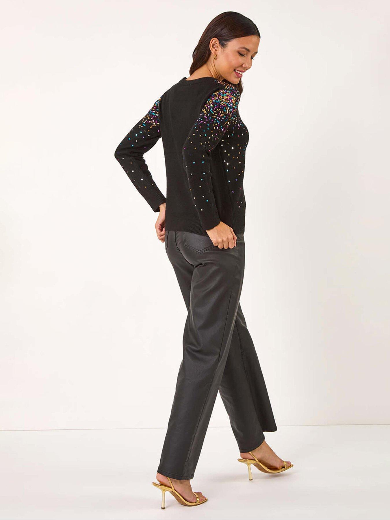  image of roman-sprinkle-sequin-knit-jumper-black