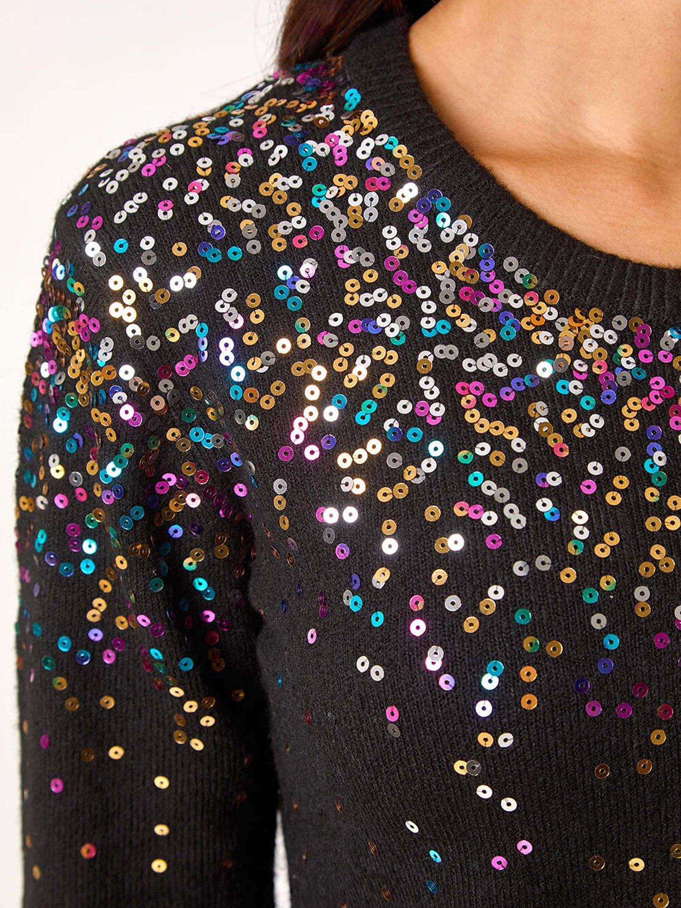  image of roman-sprinkle-sequin-knit-jumper-black