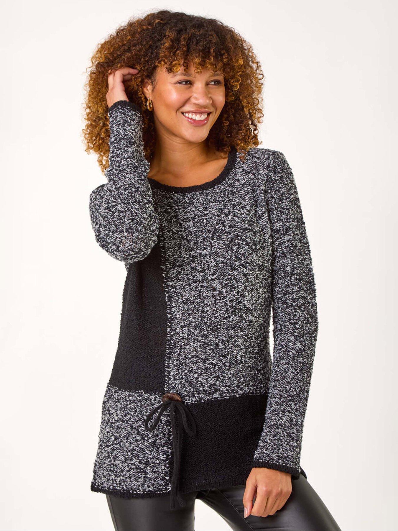 undefined Textured Button Detail Knit Jumper - Charcoal