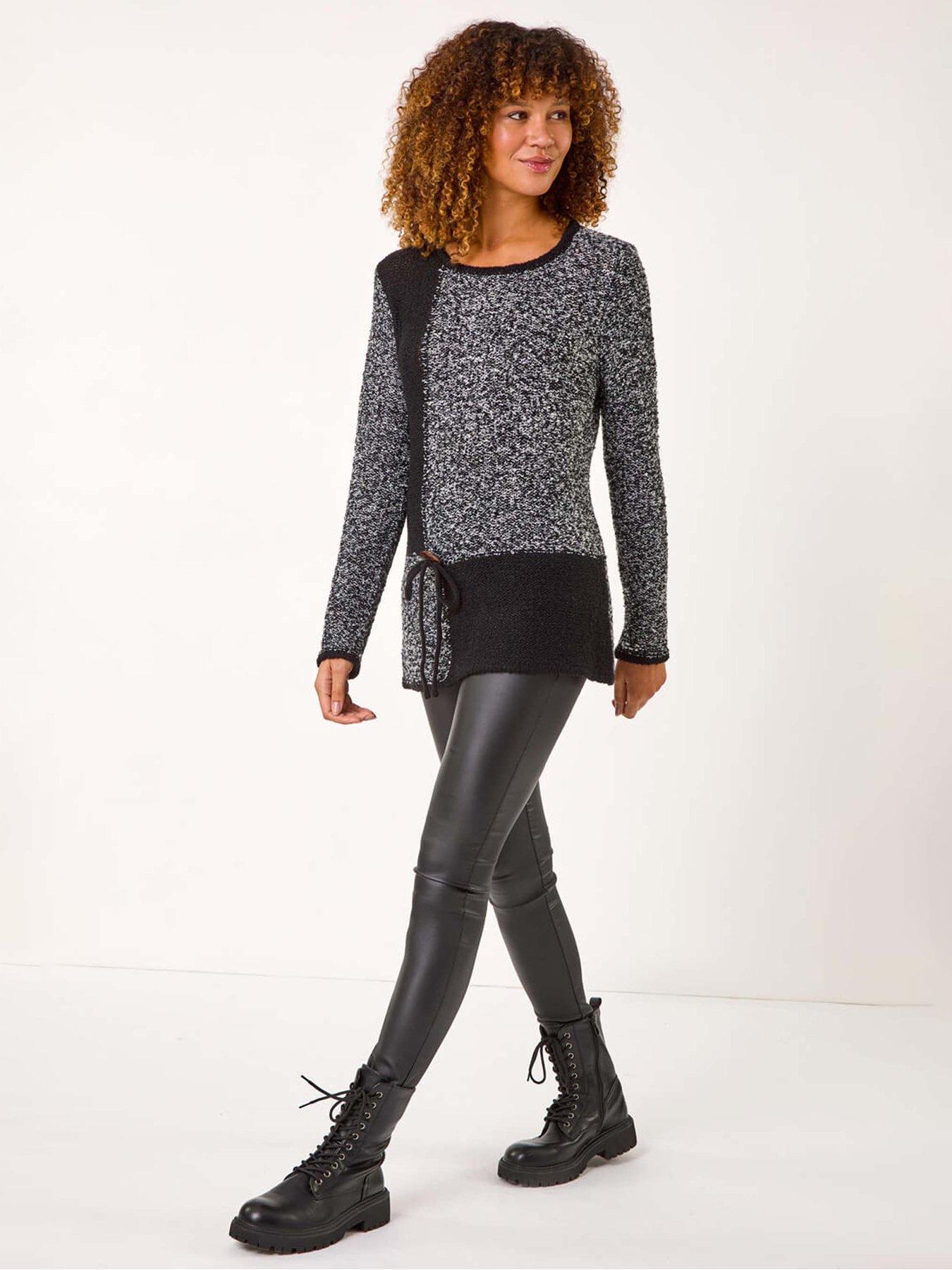 Image 3 of 5 of Roman Textured Button Detail Knit Jumper - Charcoal