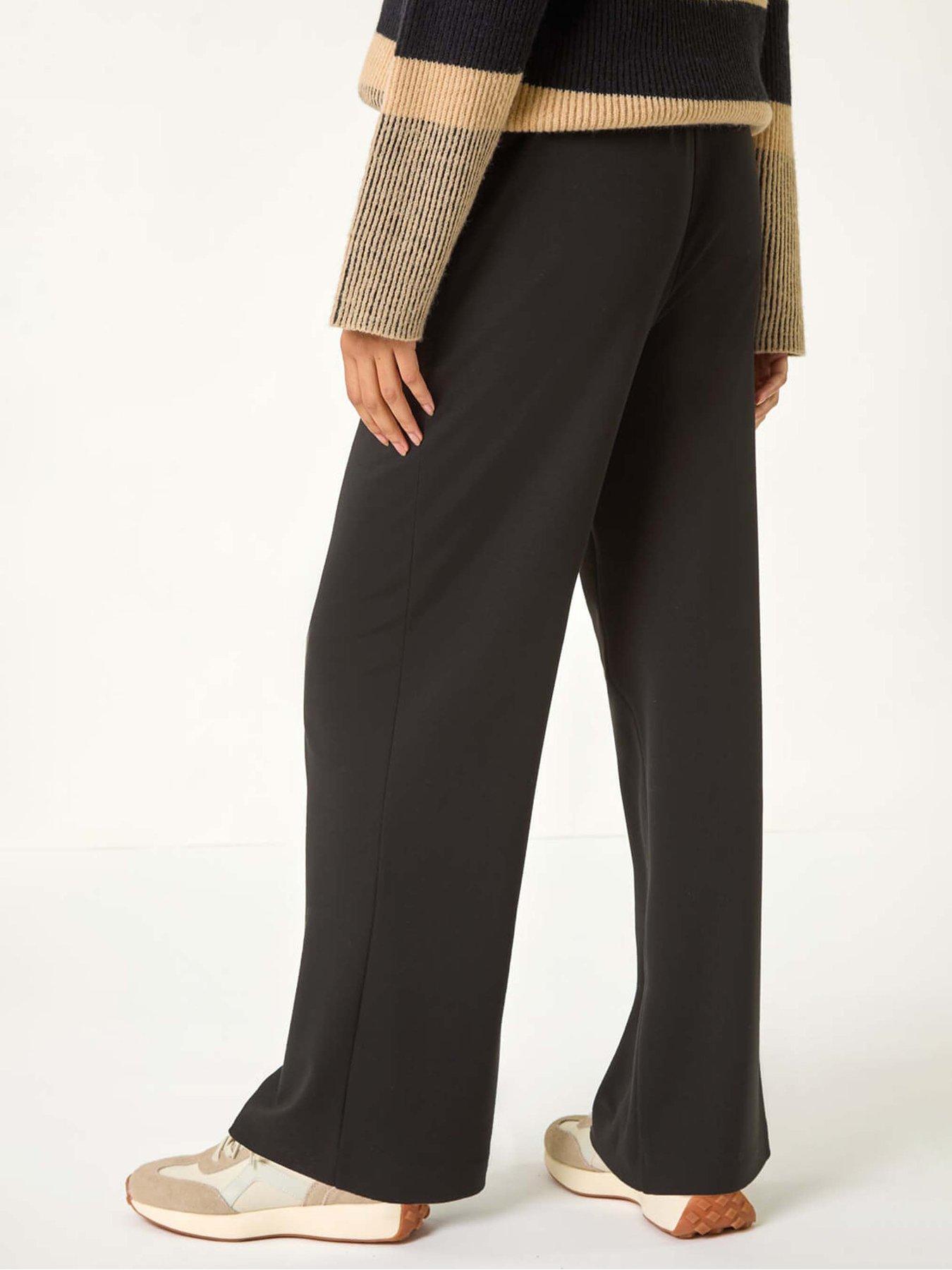 image of roman-wide-leg-ponte-trousers-black