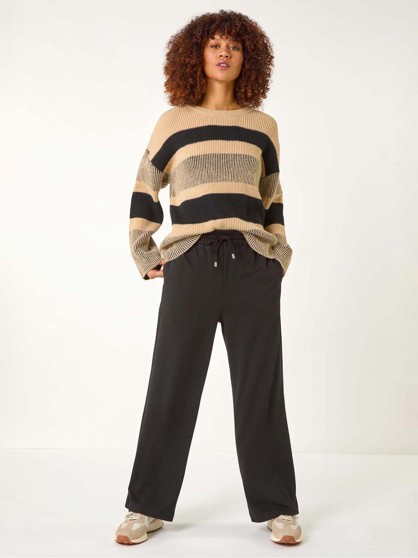  image of roman-wide-leg-ponte-trousers-black